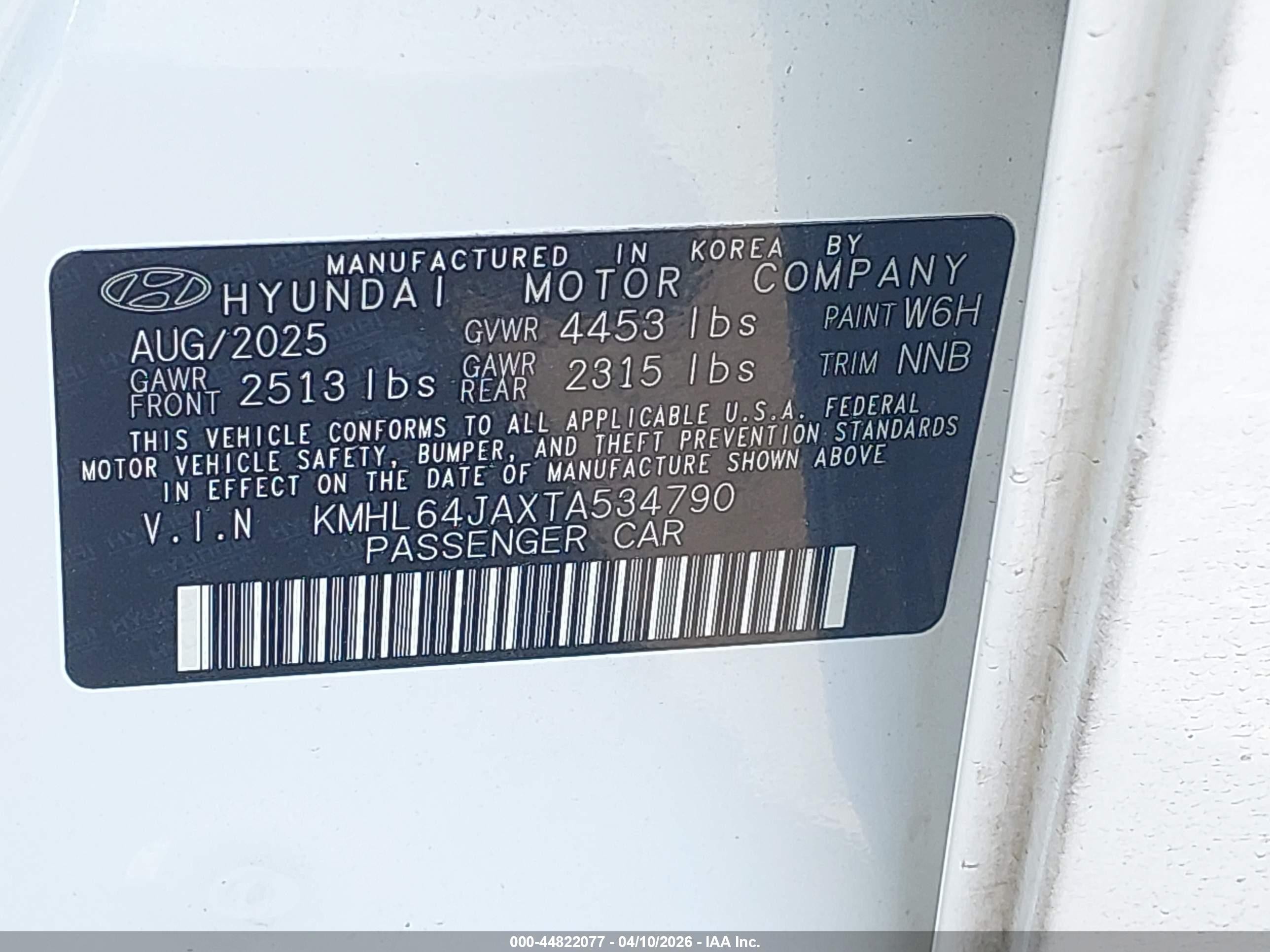 2026 Hyundai Sonata Sel Sport White vin: KMHL64JAXTA534790