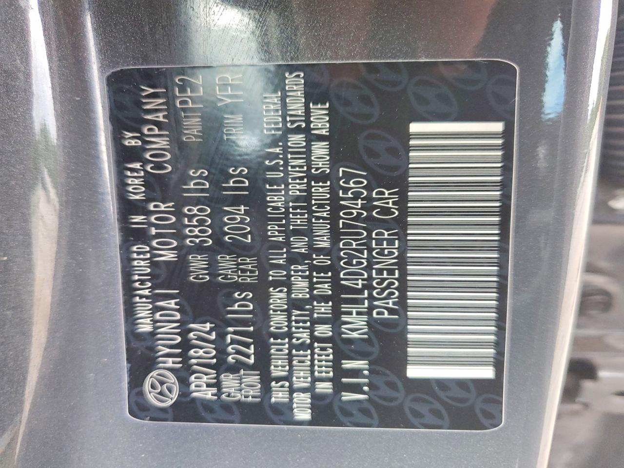 2024 Hyundai Elantra Se Gray vin: KMHLL4DG2RU794567