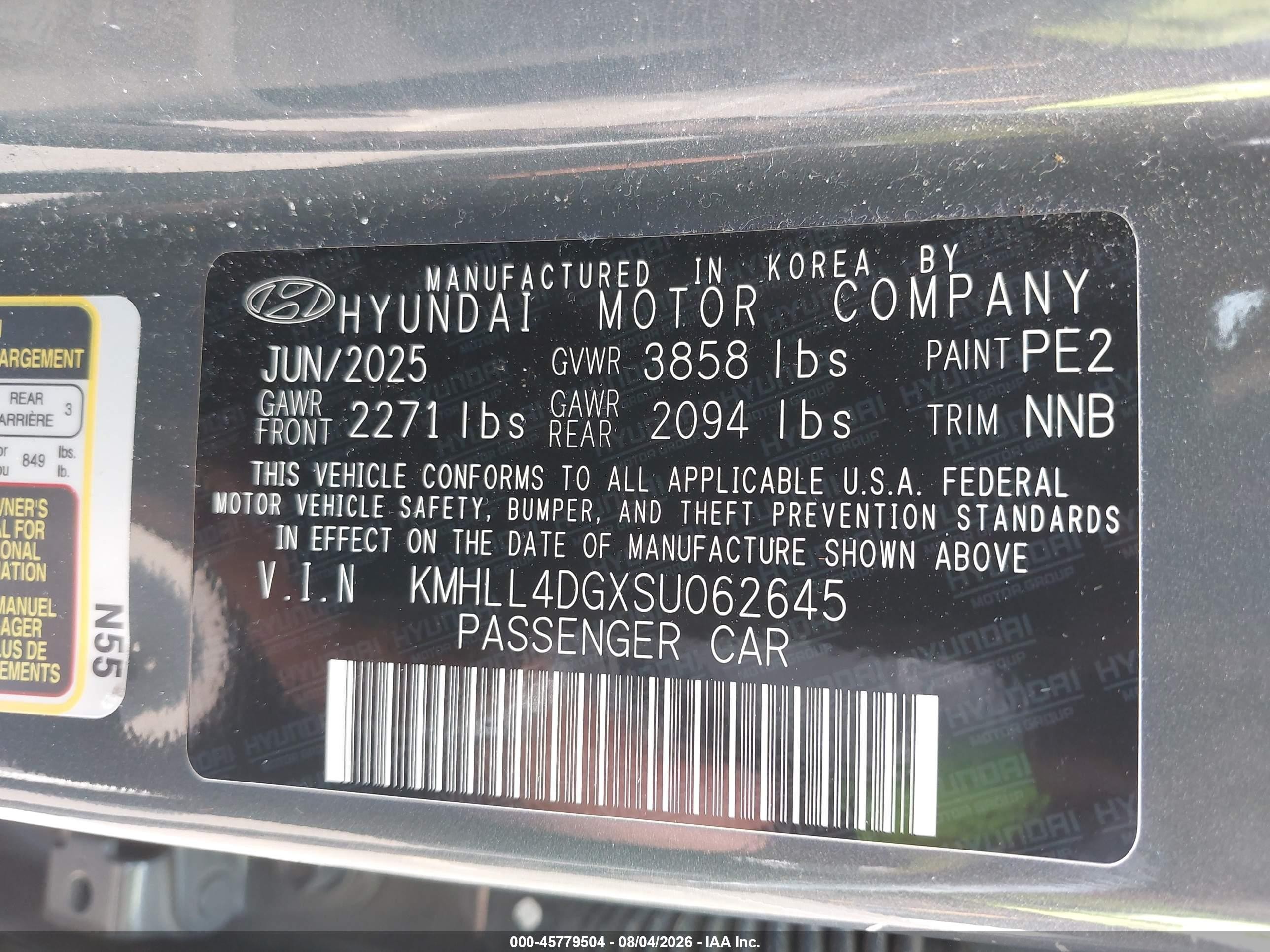 2025 Hyundai Elantra Se Gray vin: KMHLL4DGXSU062645