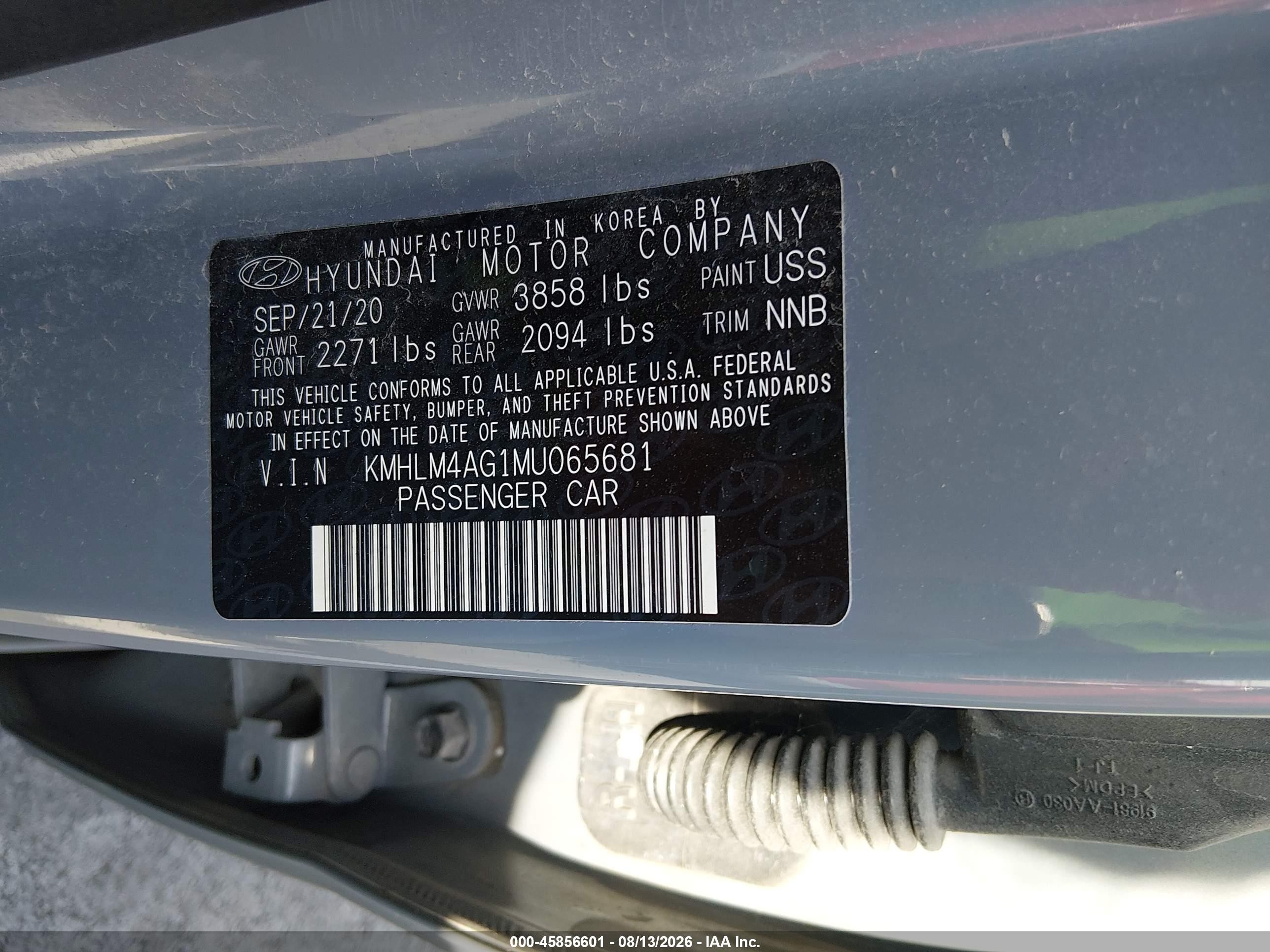 2021 Hyundai Elantra Sel Gray vin: KMHLM4AG1MU065681