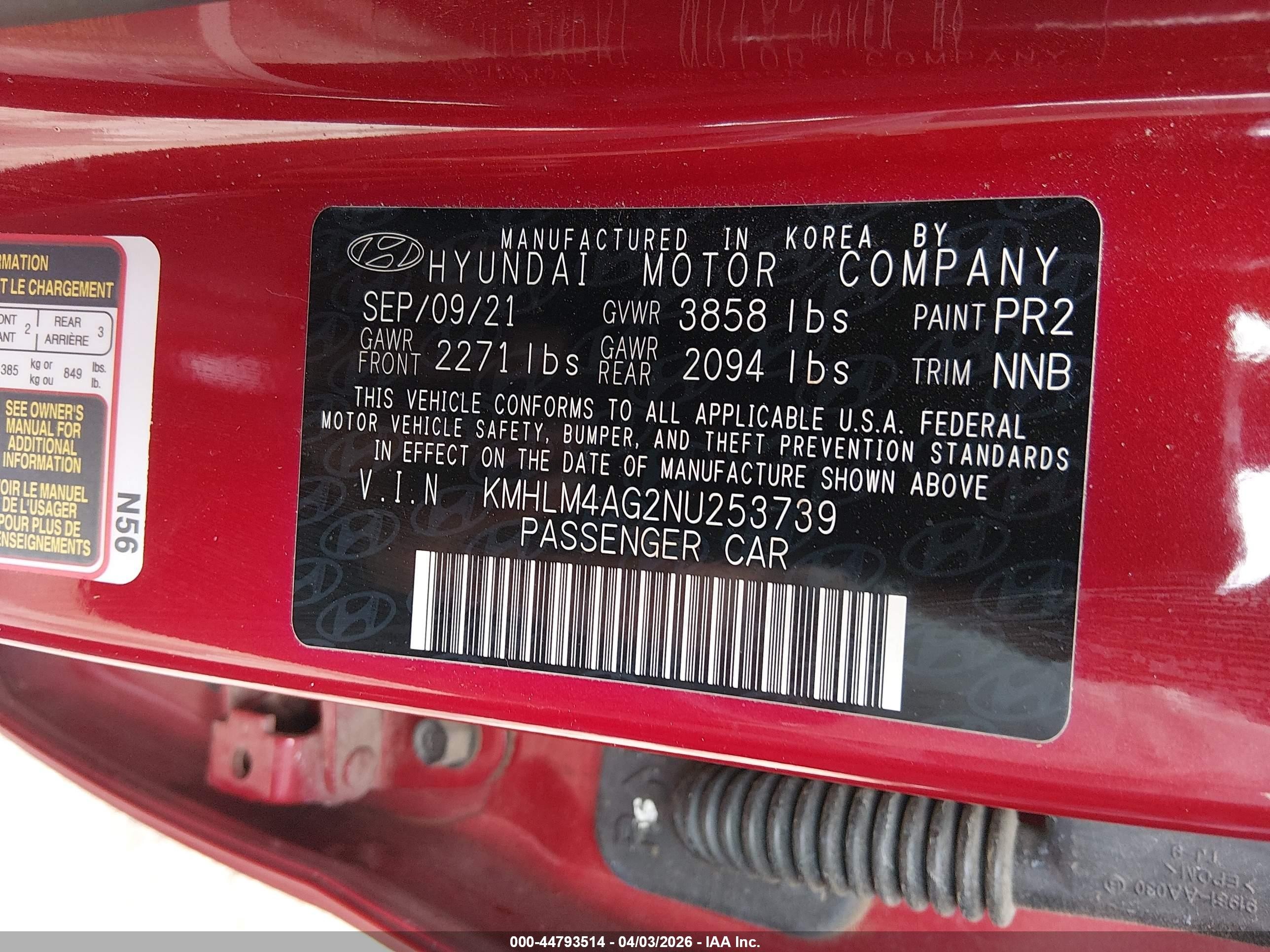 2022 Hyundai Elantra Sel Красный vin: KMHLM4AG2NU253739