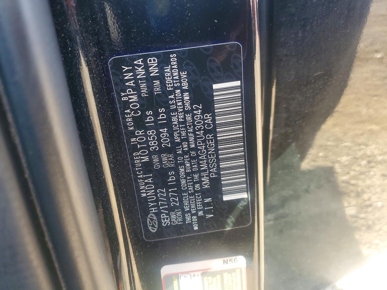 2023 Hyundai Elantra Sel Black vin: KMHLM4AG4PU430942