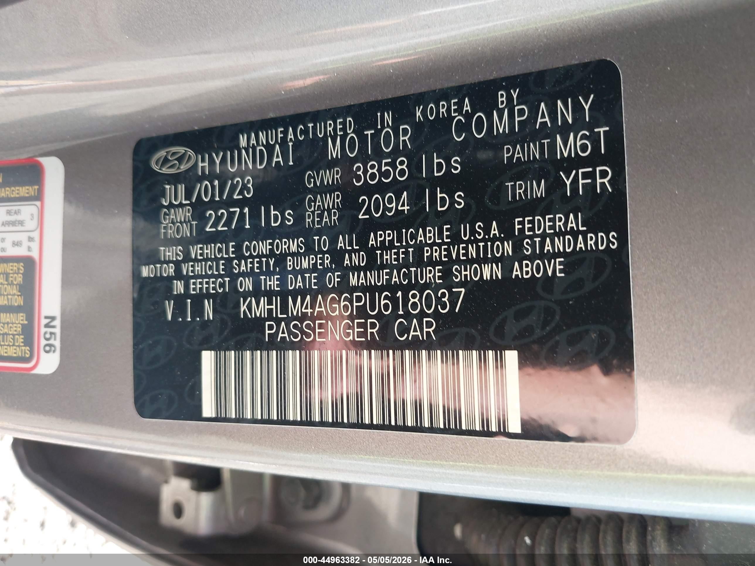 2023 Hyundai Elantra Sel Серый vin: KMHLM4AG6PU618037