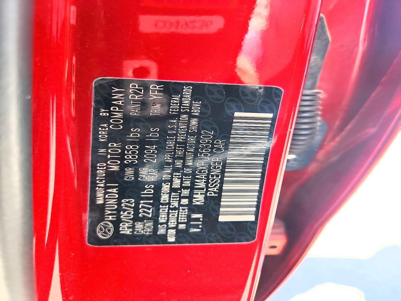 2023 Hyundai Elantra Sel Red vin: KMHLM4AGXPU563902