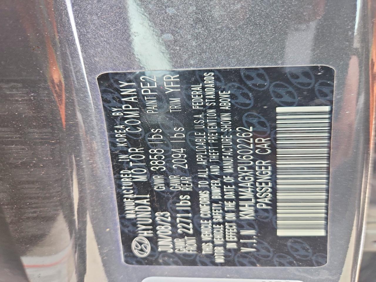 2023 Hyundai Elantra Sel Gray vin: KMHLM4AGXPU602262