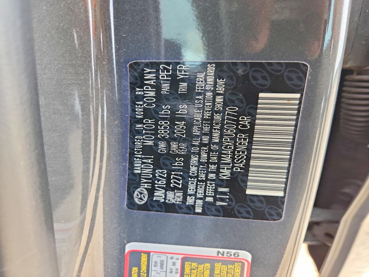 2023 Hyundai Elantra Sel Gray vin: KMHLM4AGXPU607770