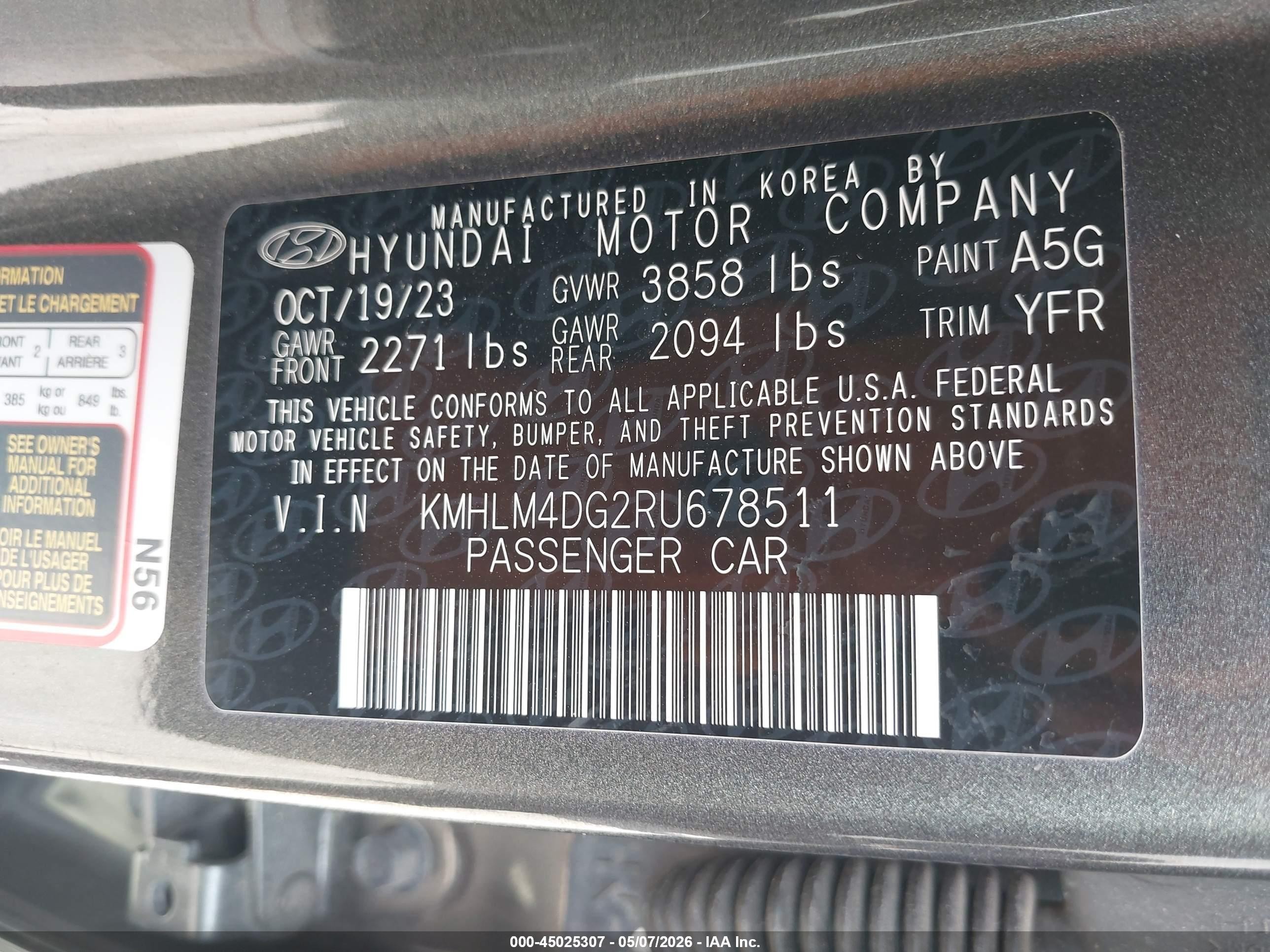 2024 Hyundai Elantra Sel Gray vin: KMHLM4DG2RU678511