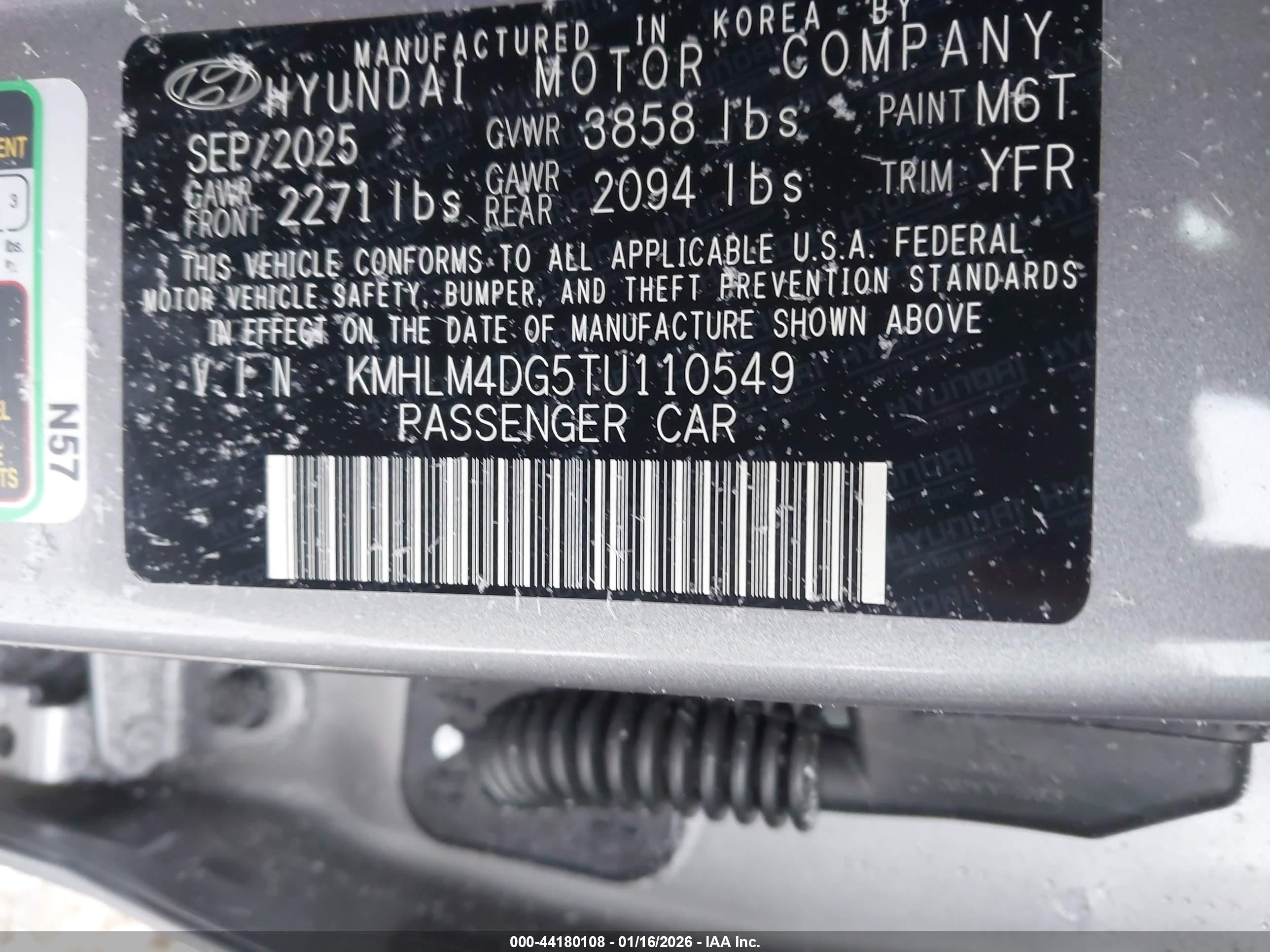2026 Hyundai Elantra Sel Sport Gray vin: KMHLM4DG5TU110549