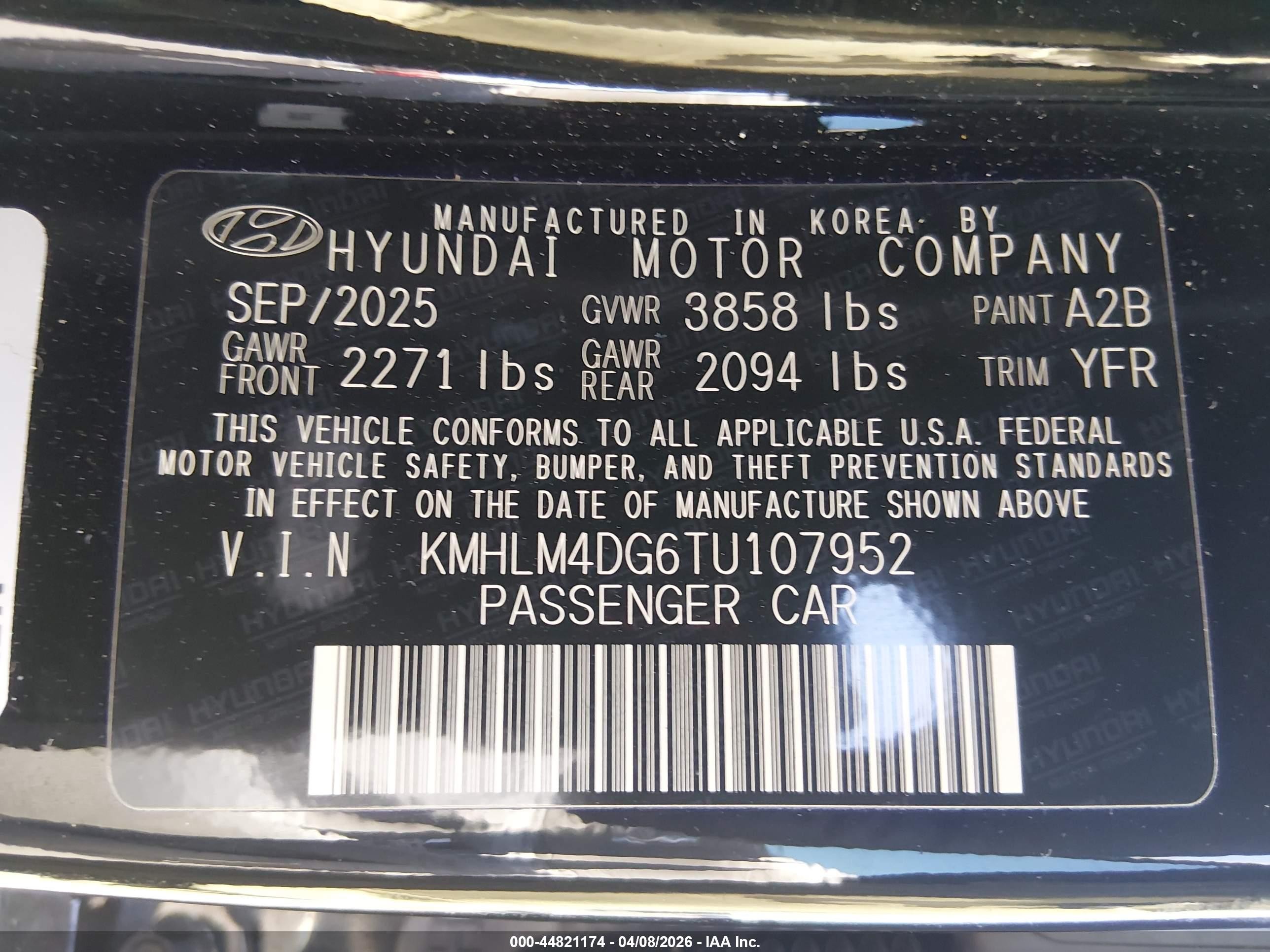 2026 Hyundai Elantra Sel Sport Черный vin: KMHLM4DG6TU107952