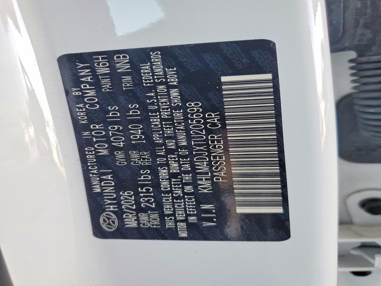 2026 Hyundai Elantra Hybrid Blue White vin: KMHLM4DJXTU205698