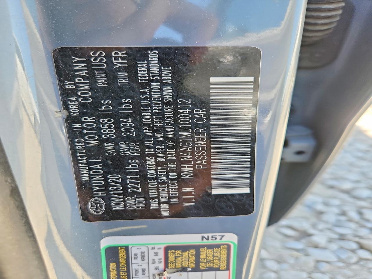 2021 Hyundai Elantra Sel Gray vin: KMHLN4AG1MU100412