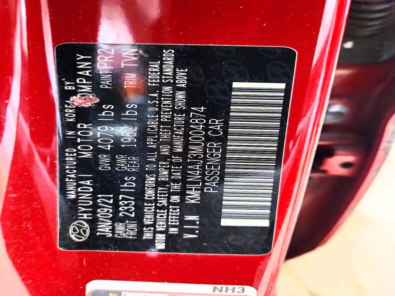 2021 Hyundai Elantra Limited Red vin: KMHLN4AJ3MU004874