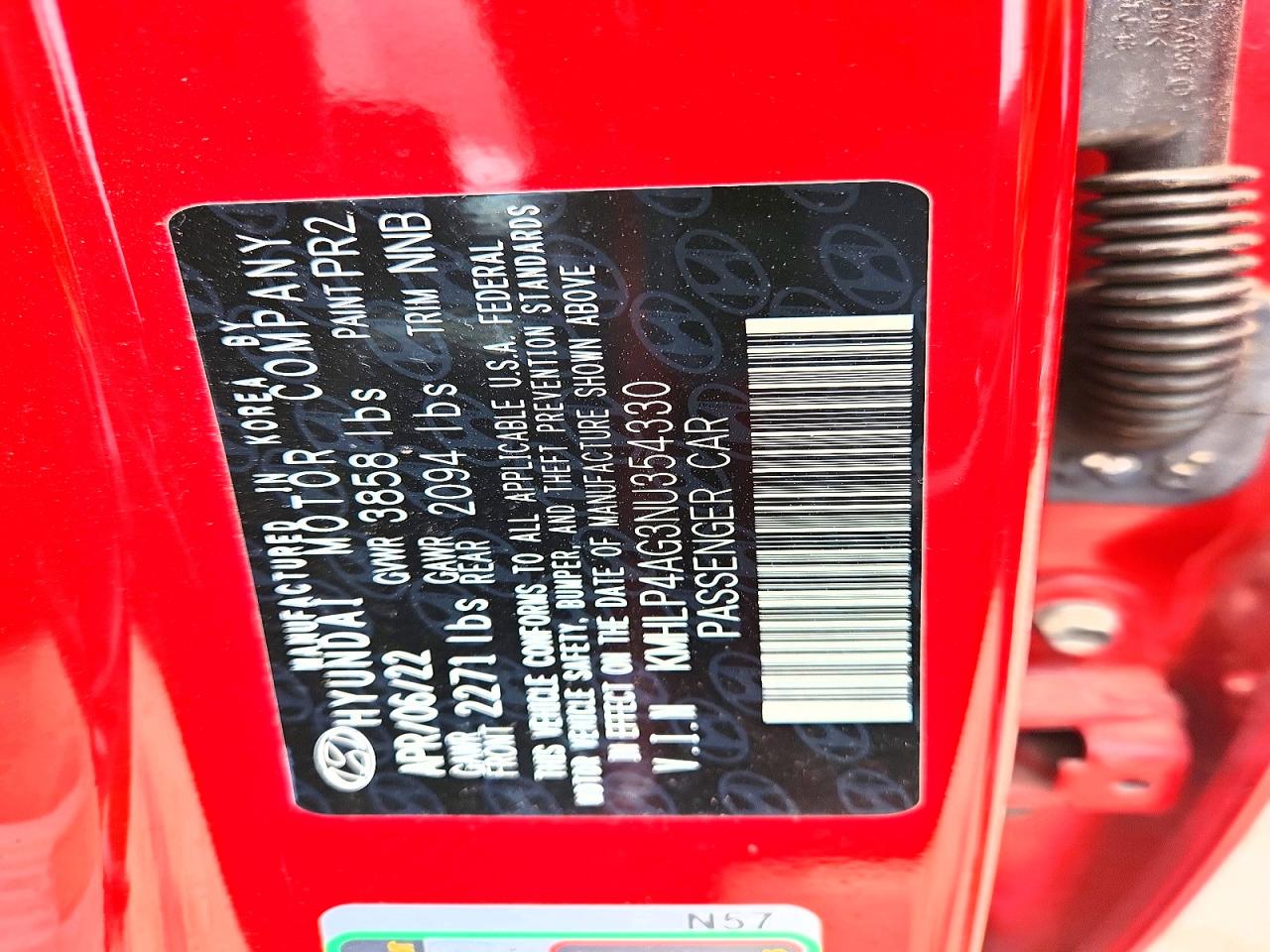2022 Hyundai Elantra Limited Red vin: KMHLP4AG3NU354330