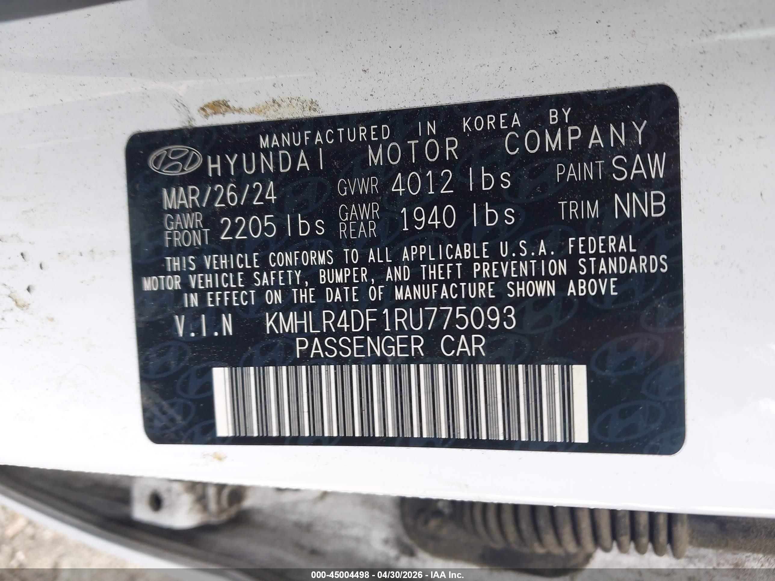 2024 Hyundai Elantra N Line White vin: KMHLR4DF1RU775093