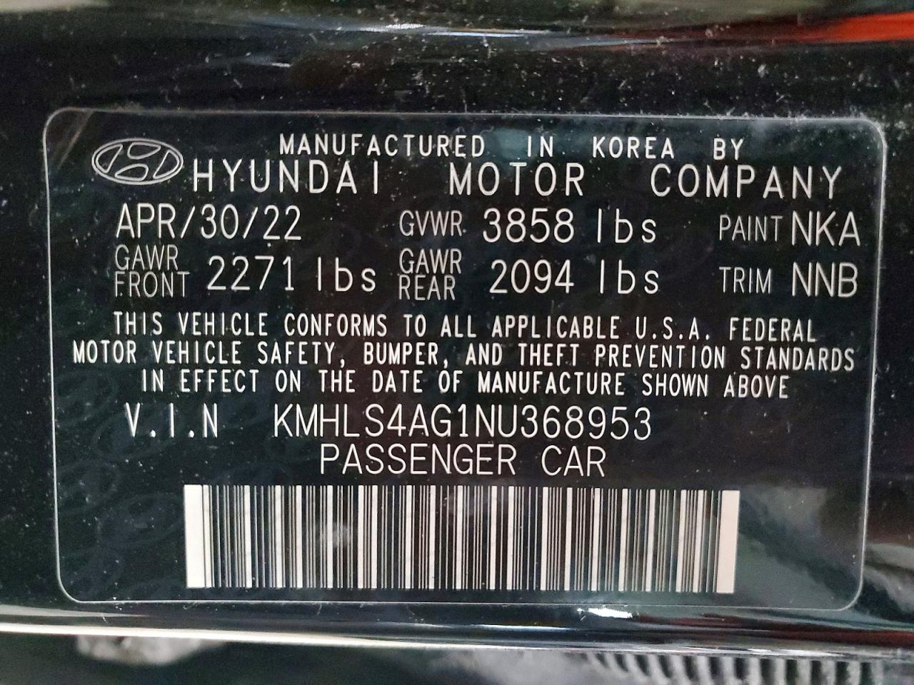 2022 Hyundai Elantra Sel Черный vin: KMHLS4AG1NU368953