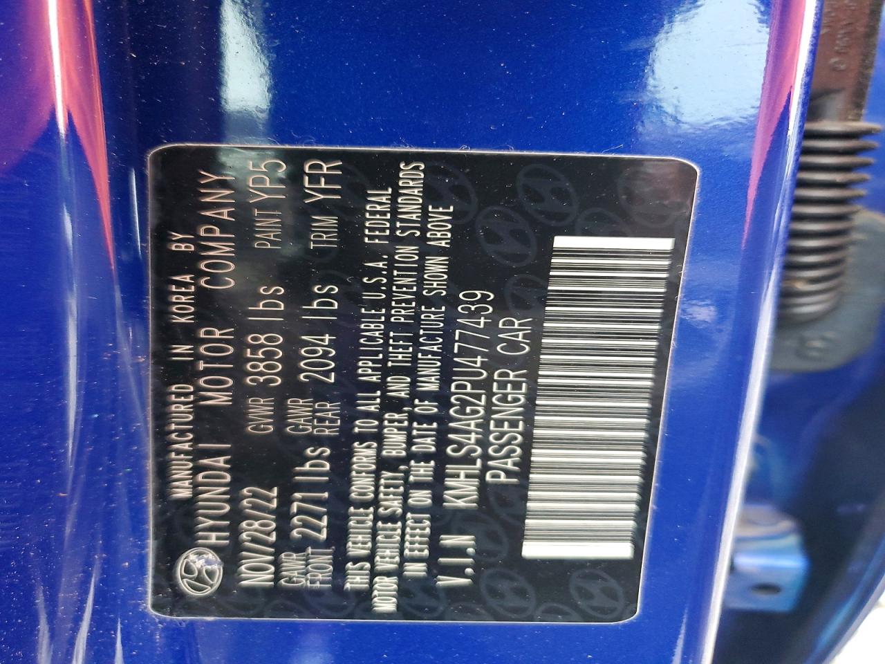 2023 Hyundai Elantra Sel Blue vin: KMHLS4AG2PU477439
