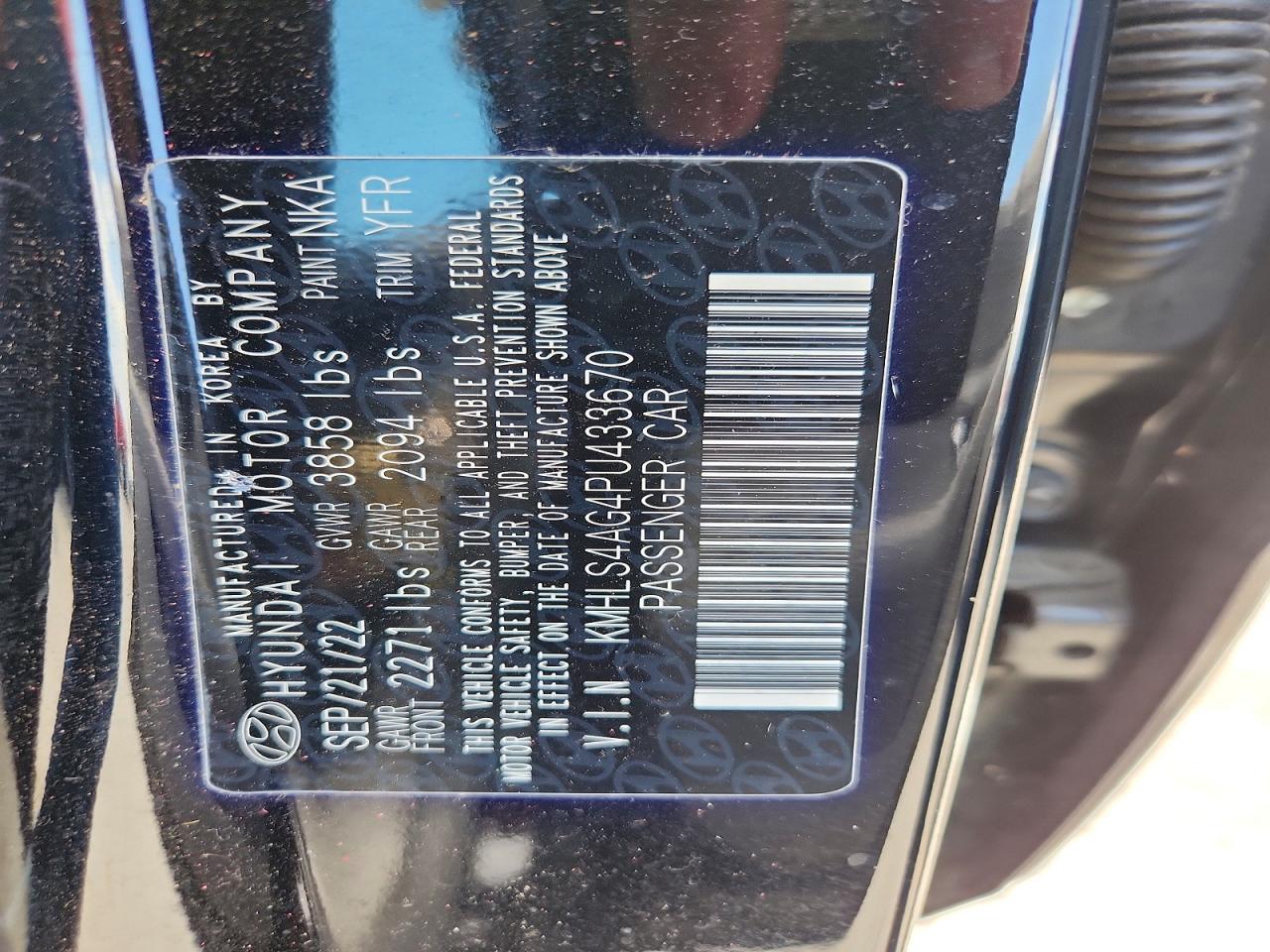 2023 Hyundai Elantra Sel Black vin: KMHLS4AG4PU433670