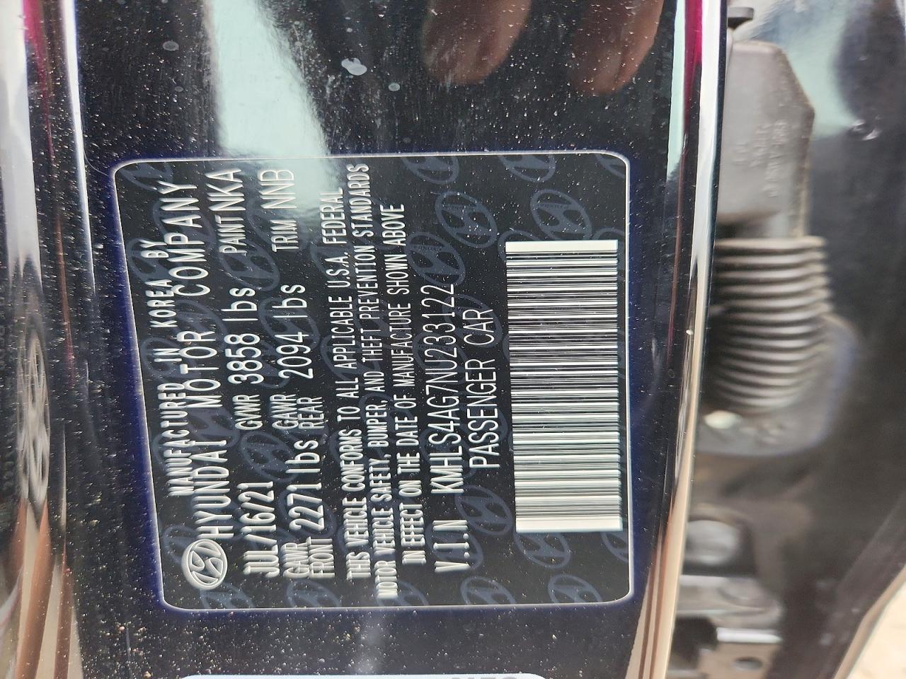 2022 Hyundai Elantra Sel Black vin: KMHLS4AG7NU233122