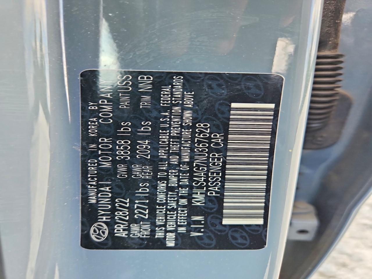 2022 Hyundai Elantra Sel Gray vin: KMHLS4AG7NU367628