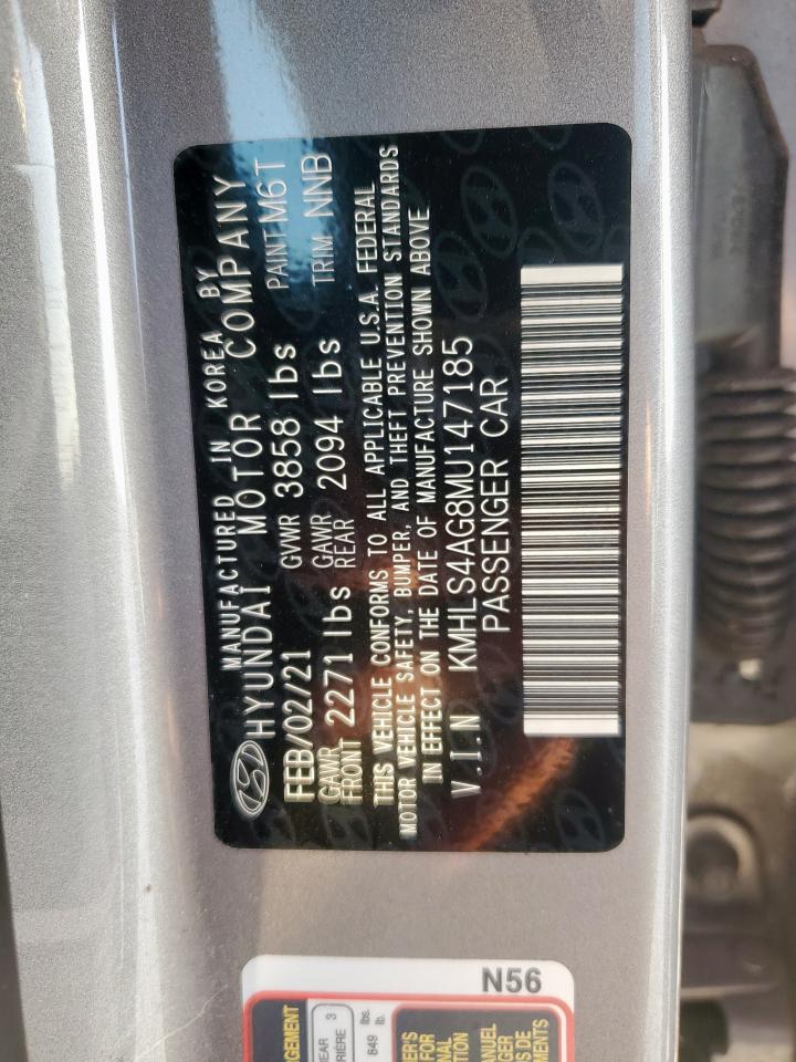 2021 Hyundai Elantra Sel Gray vin: KMHLS4AG8MU147185