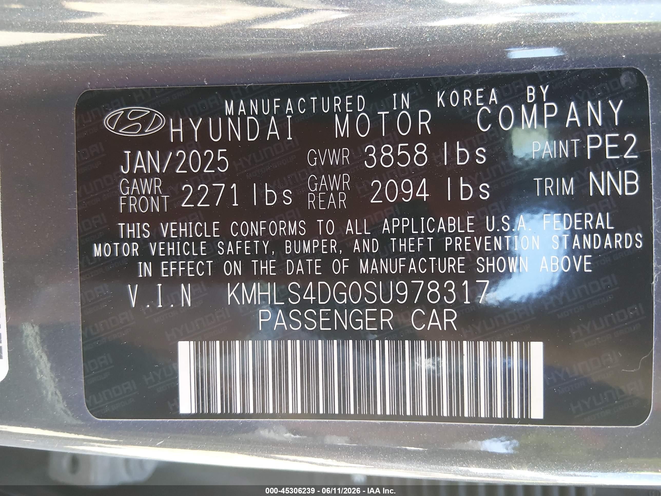 2025 Hyundai Elantra Sel Convenience Gray vin: KMHLS4DG0SU978317