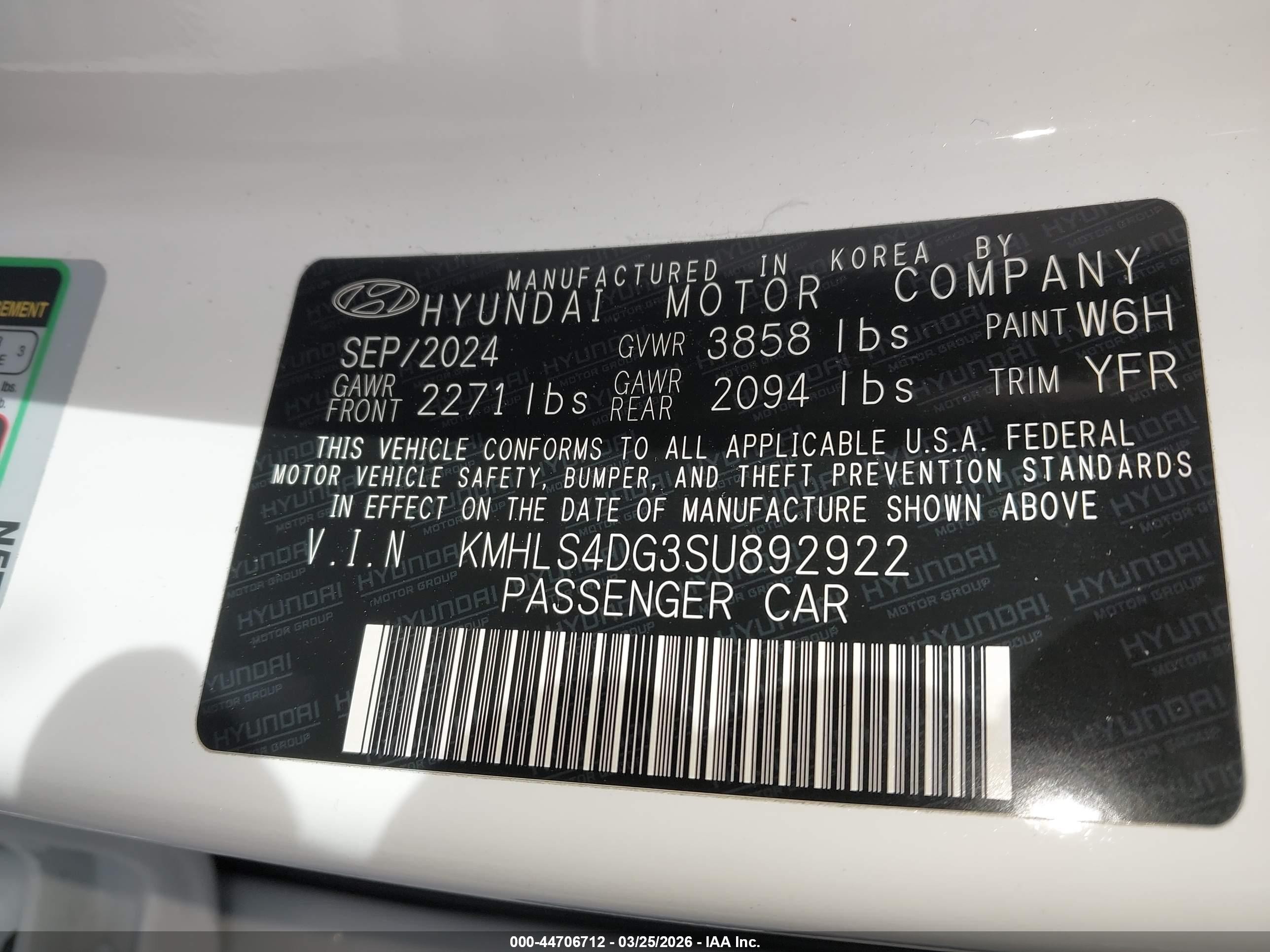 2025 Hyundai Elantra Sel Convenience White vin: KMHLS4DG3SU892922