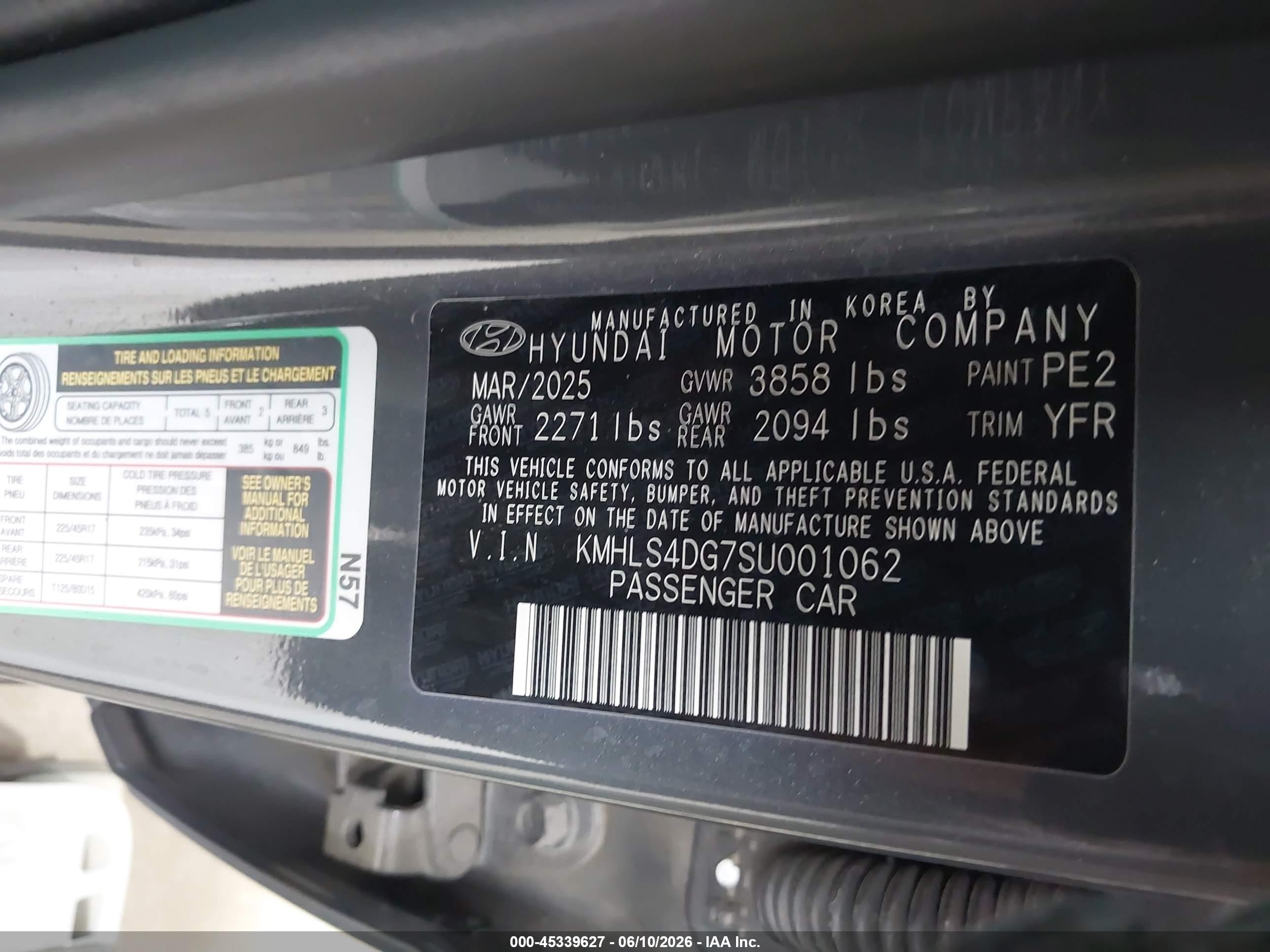 2025 Hyundai Elantra Sel Convenience Gray vin: KMHLS4DG7SU001062