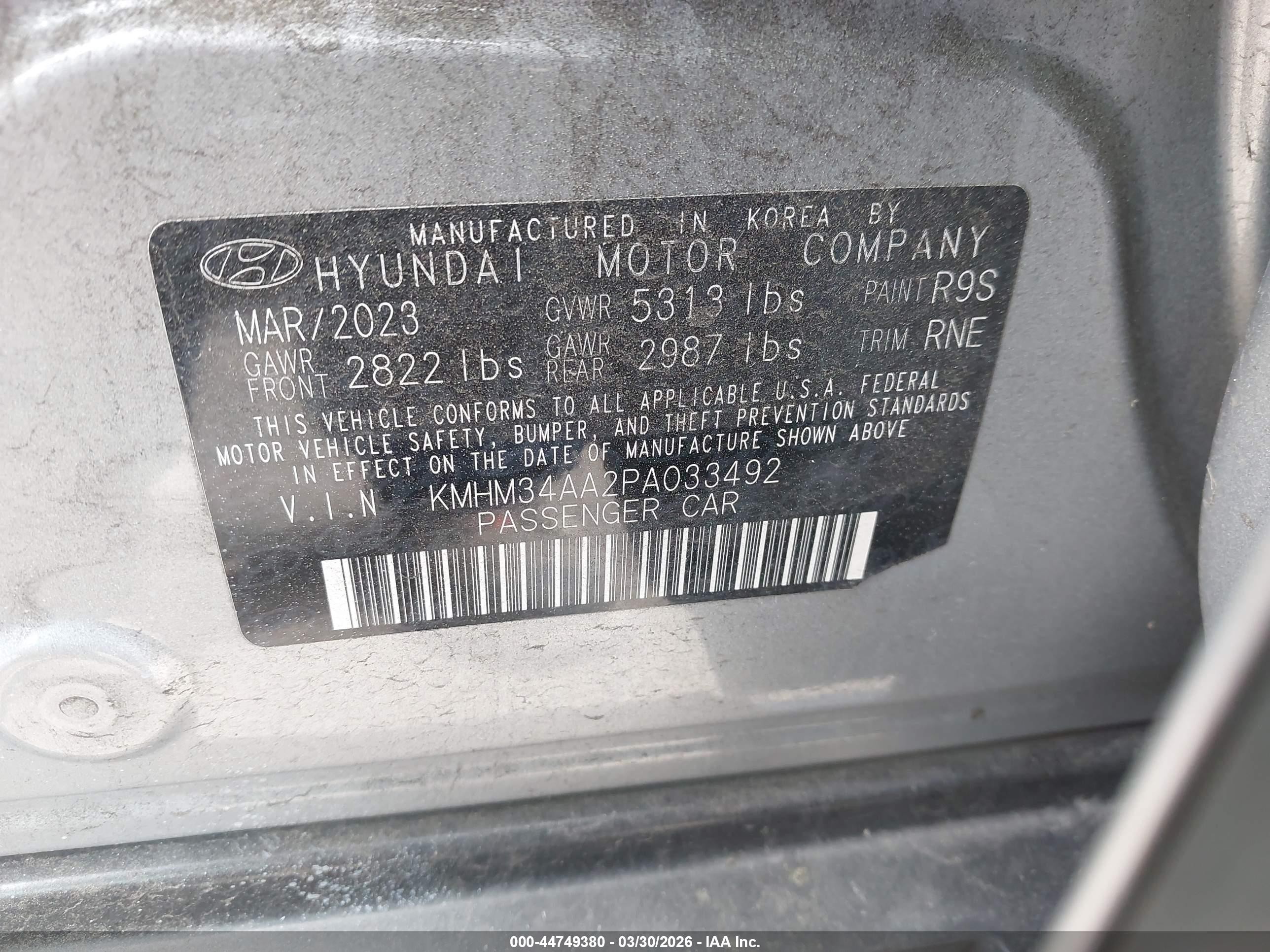 2023 Hyundai Ioniq 6 Sel Gray vin: KMHM34AA2PA033492
