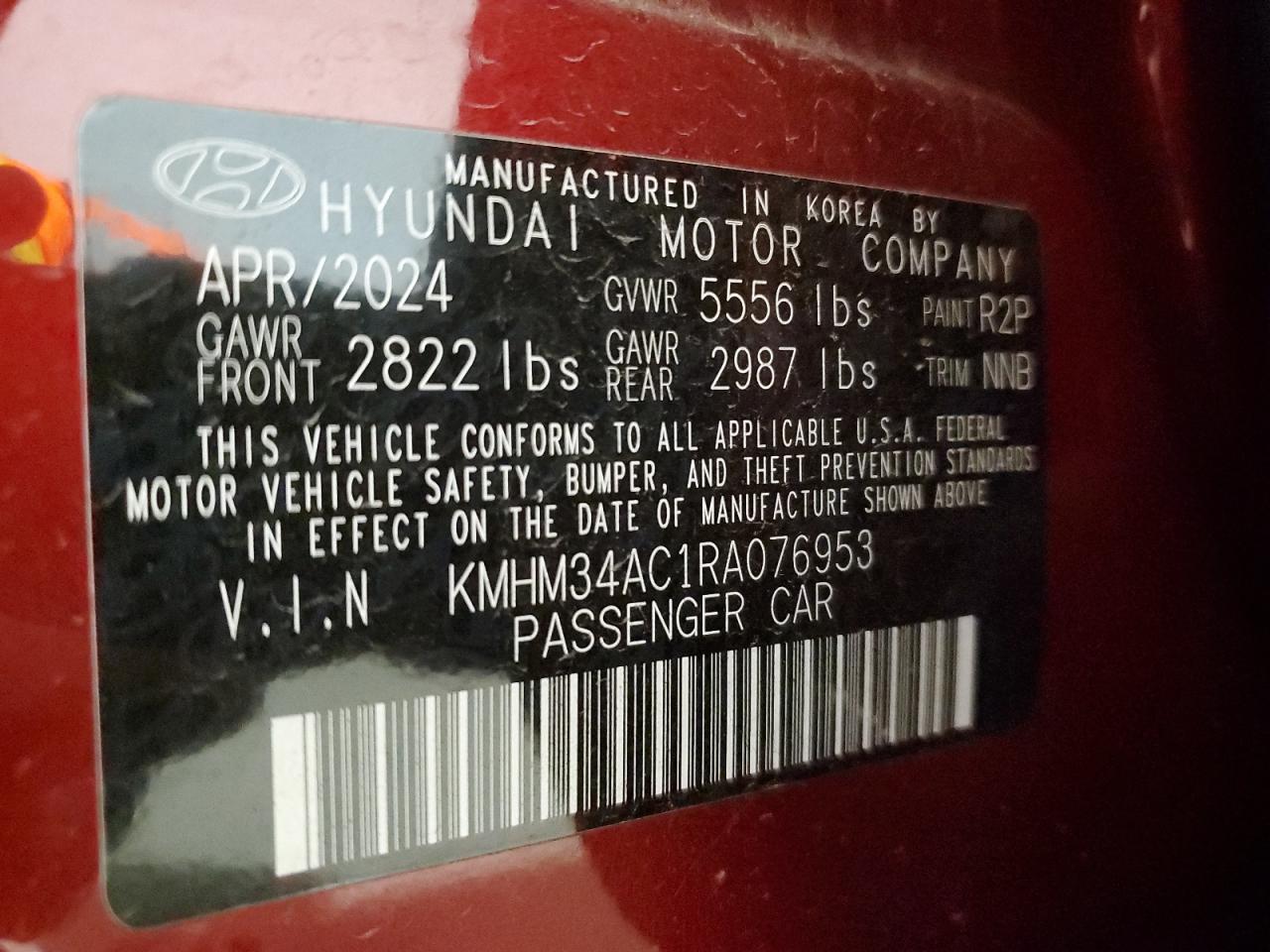 2024 Hyundai Ioniq 6 Sel Red vin: KMHM34AC1RA076953