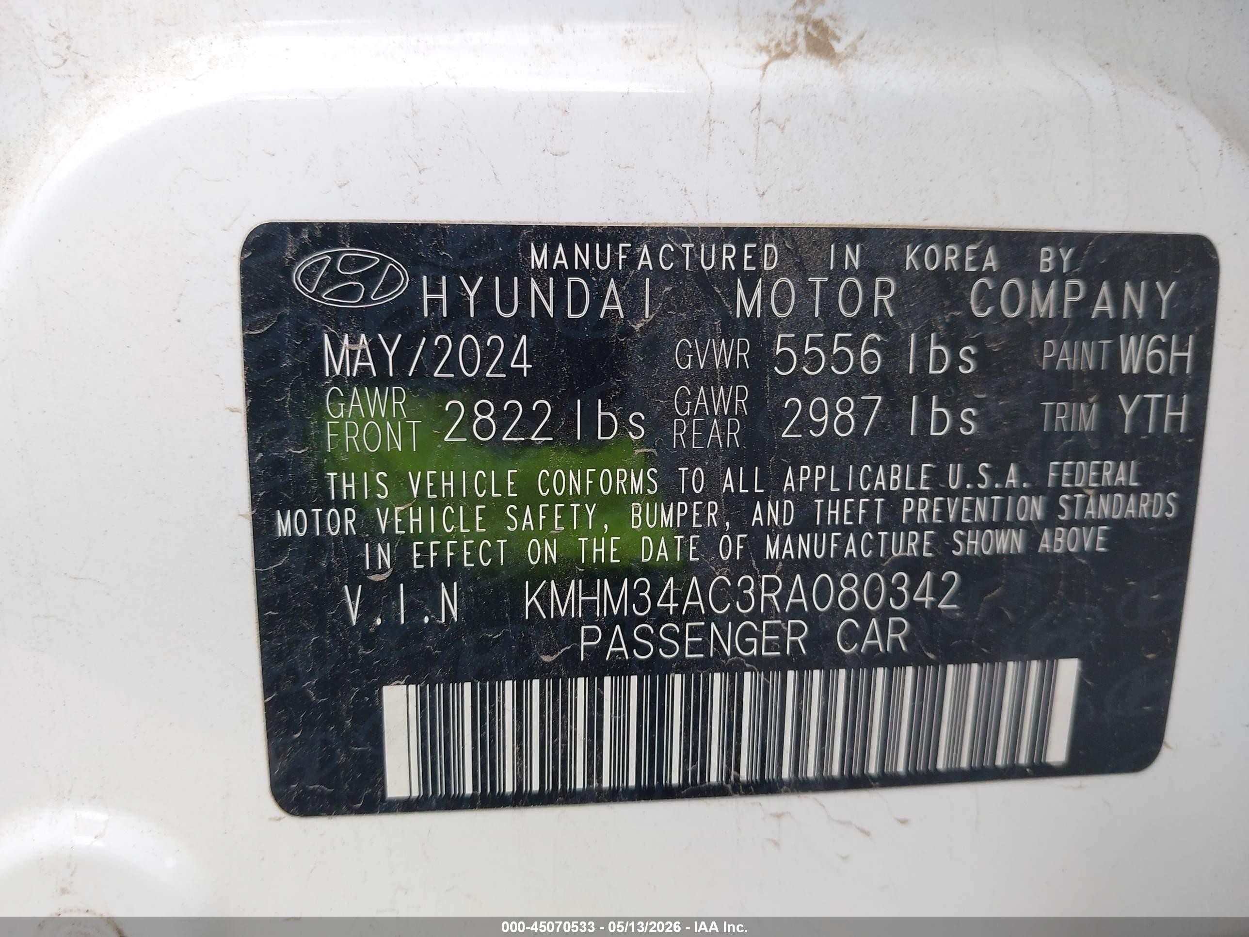 2024 Hyundai Ioniq 6 Sel White vin: KMHM34AC3RA080342