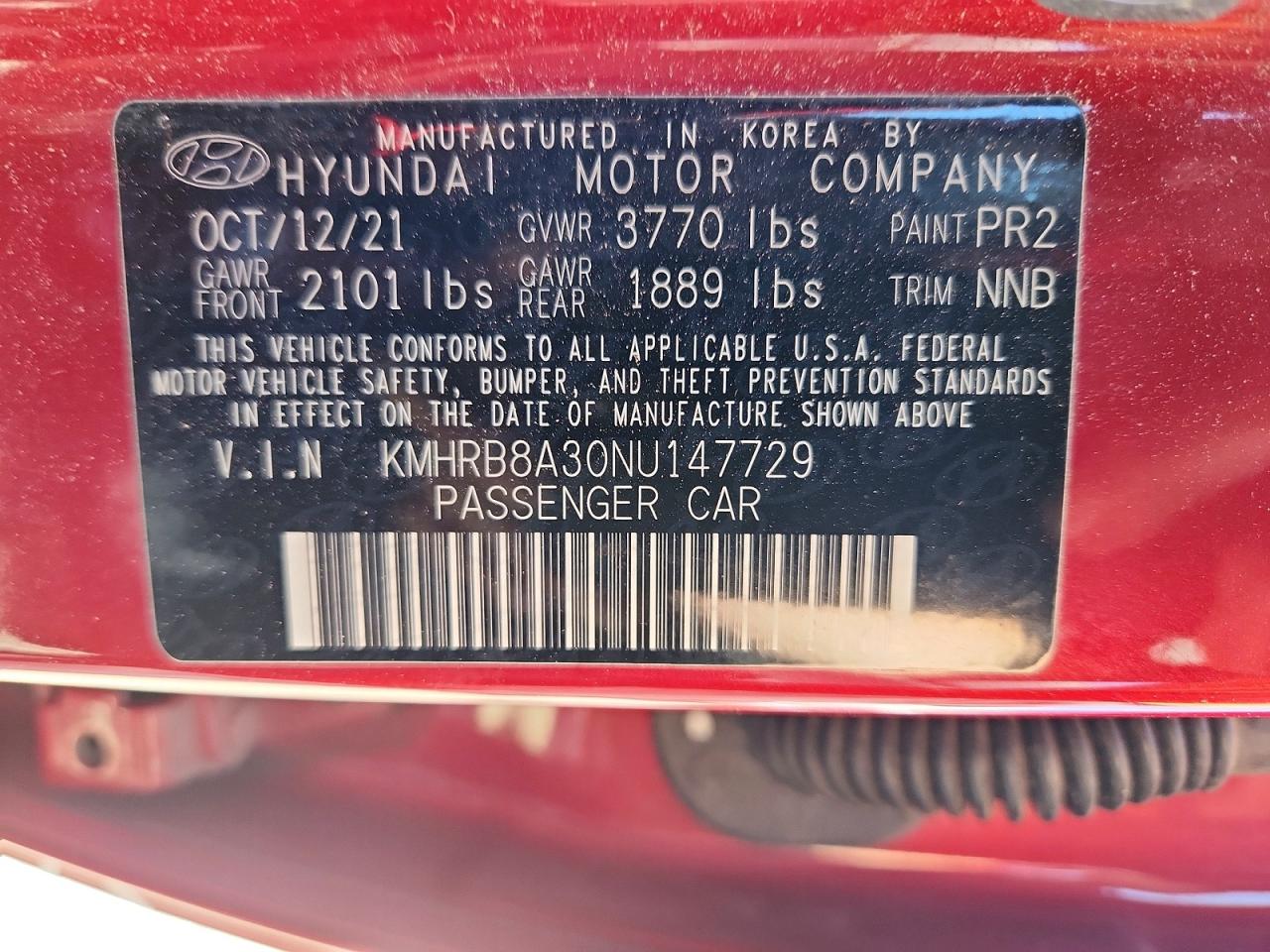 2022 Hyundai Venue Se Red vin: KMHRB8A30NU147729