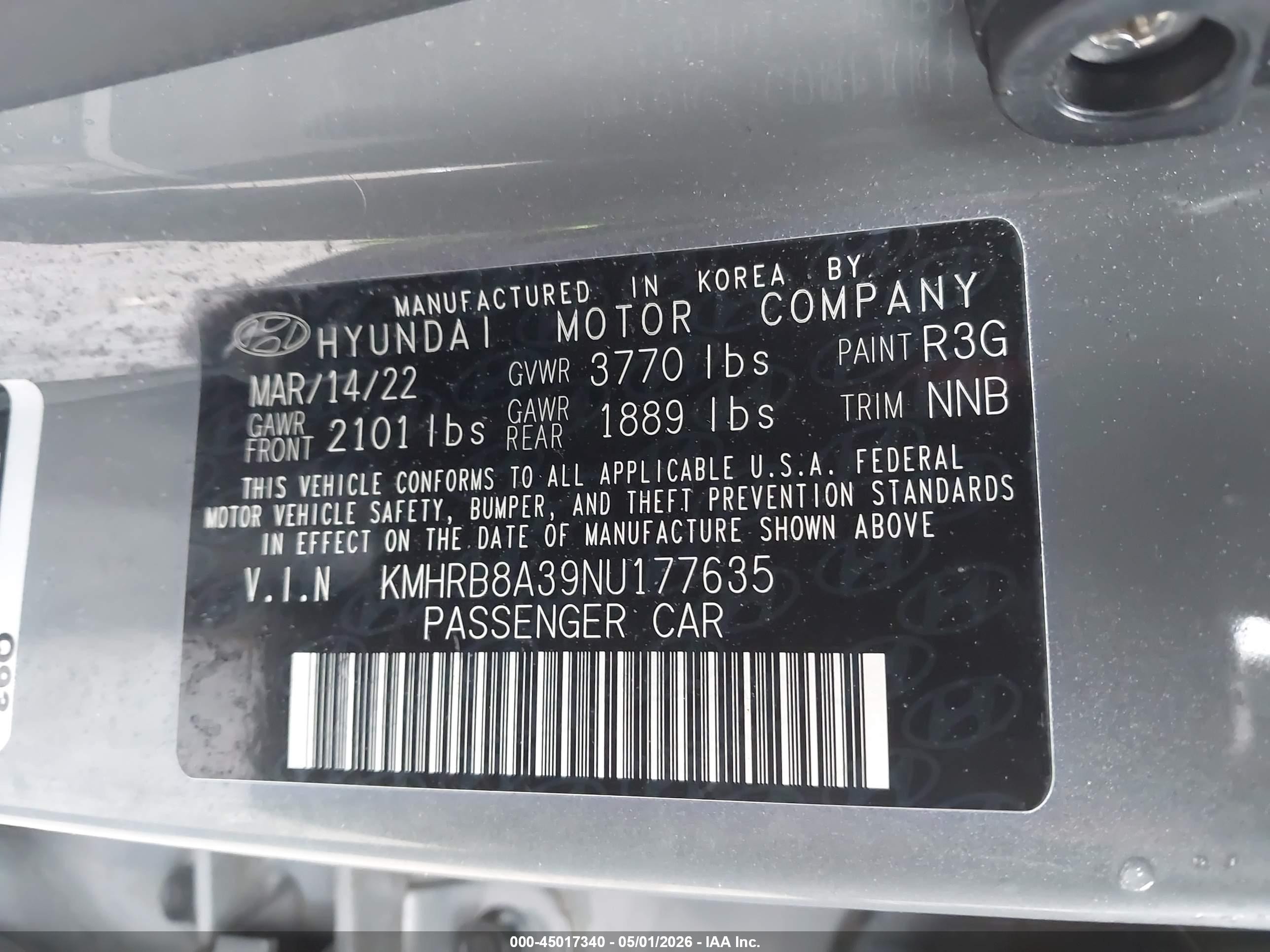 2022 Hyundai Venue Se Blue vin: KMHRB8A39NU177635