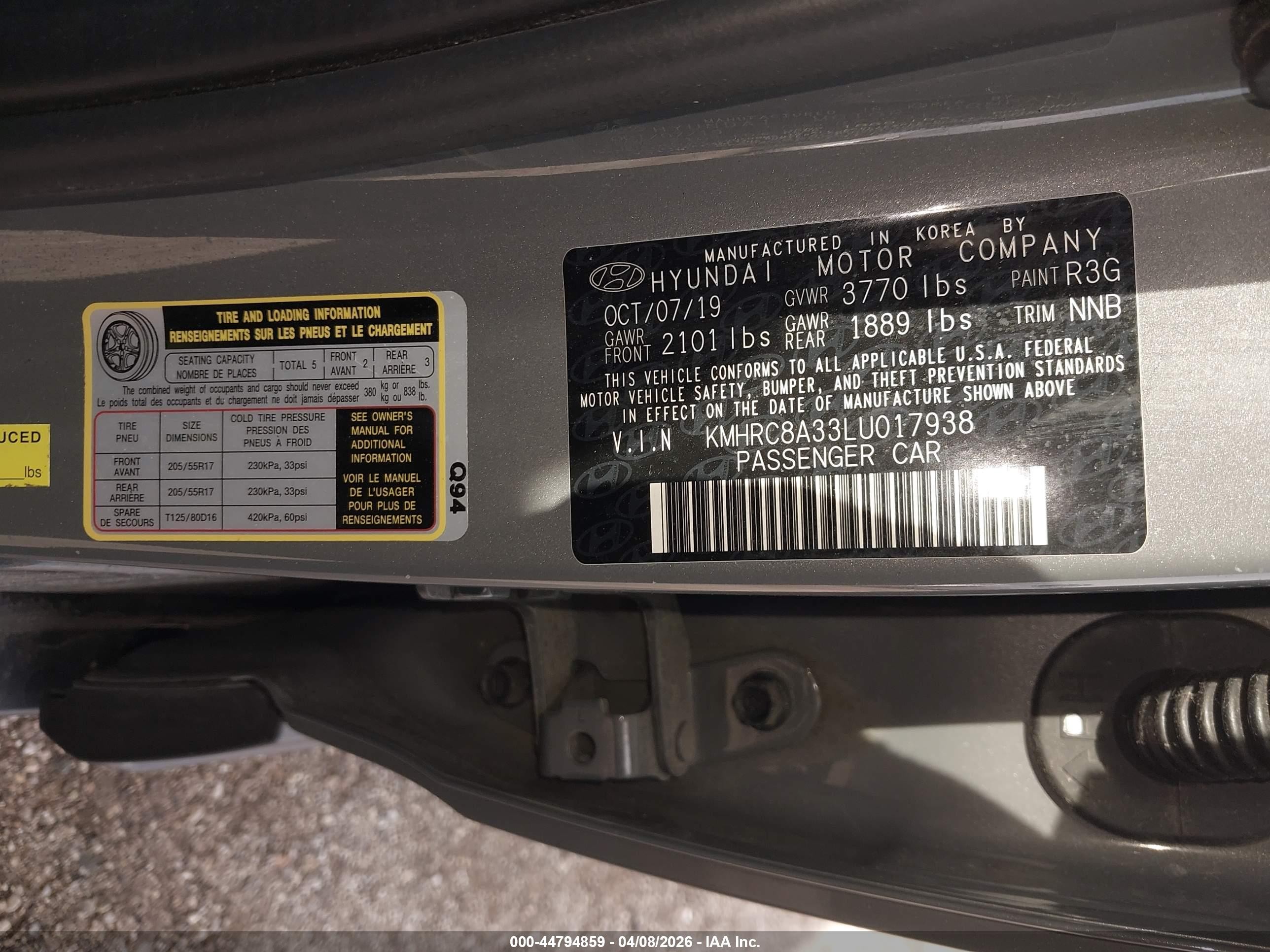 2020 Hyundai Venue Sel Gray vin: KMHRC8A33LU017938