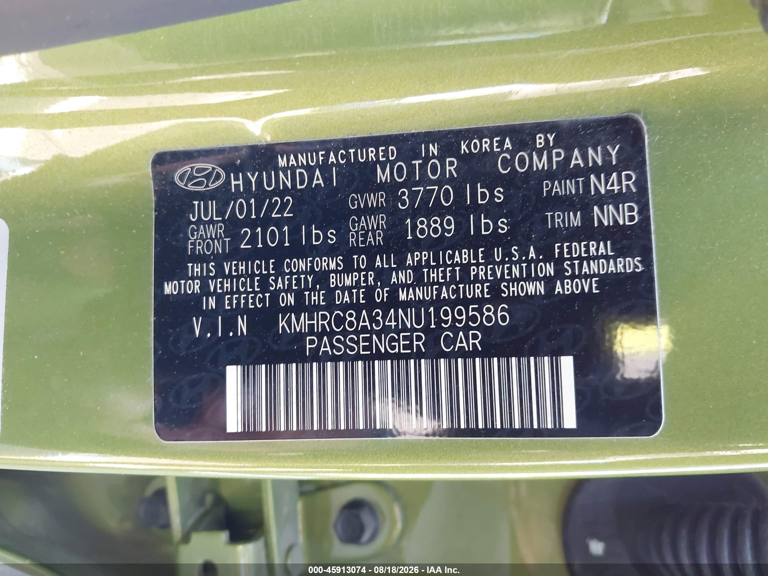2022 Hyundai Venue Sel Green vin: KMHRC8A34NU199586