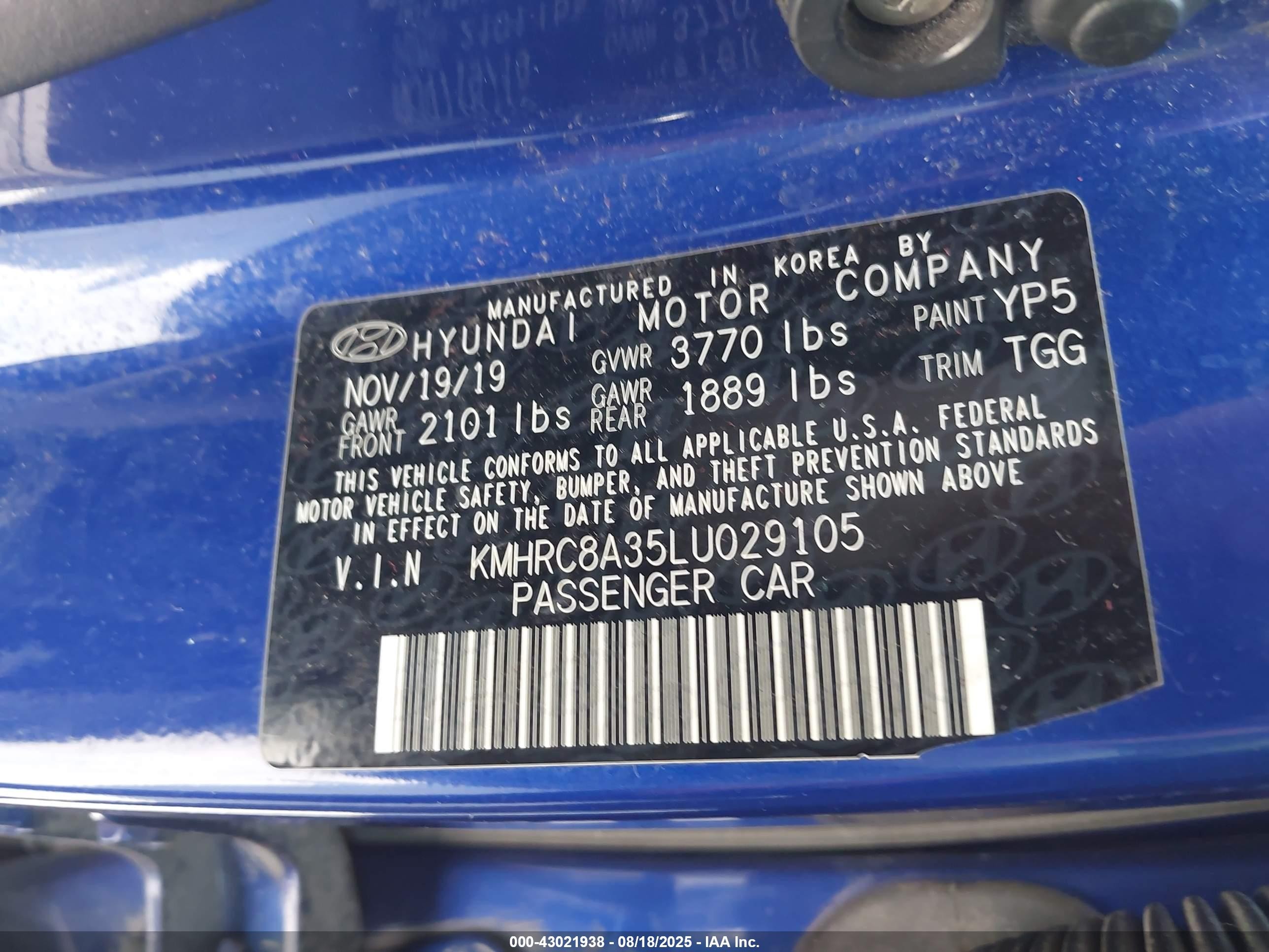 2020 Hyundai Venue Sel Синий vin: KMHRC8A35LU029105
