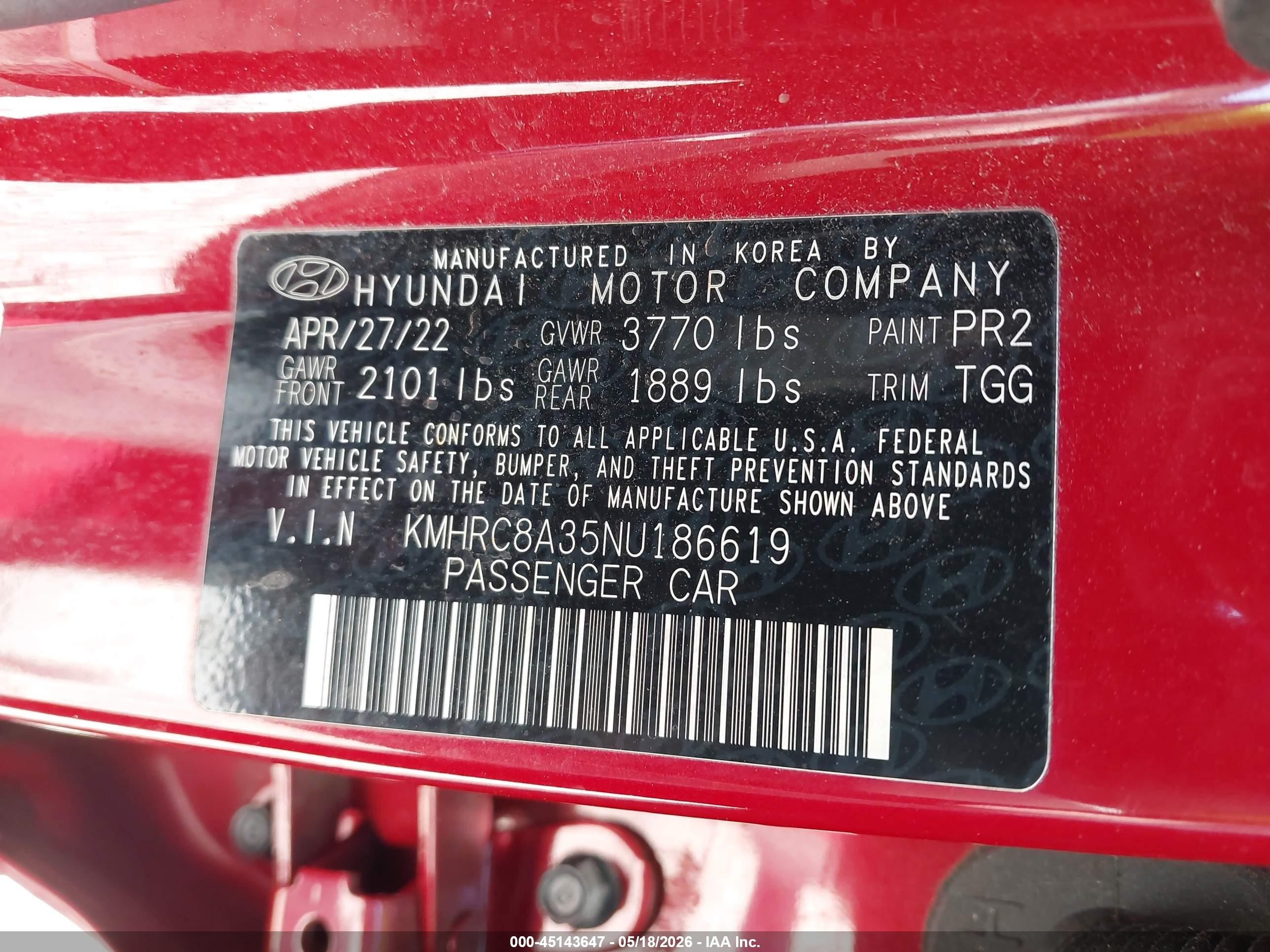 2022 Hyundai Venue Sel Красный vin: KMHRC8A35NU186619