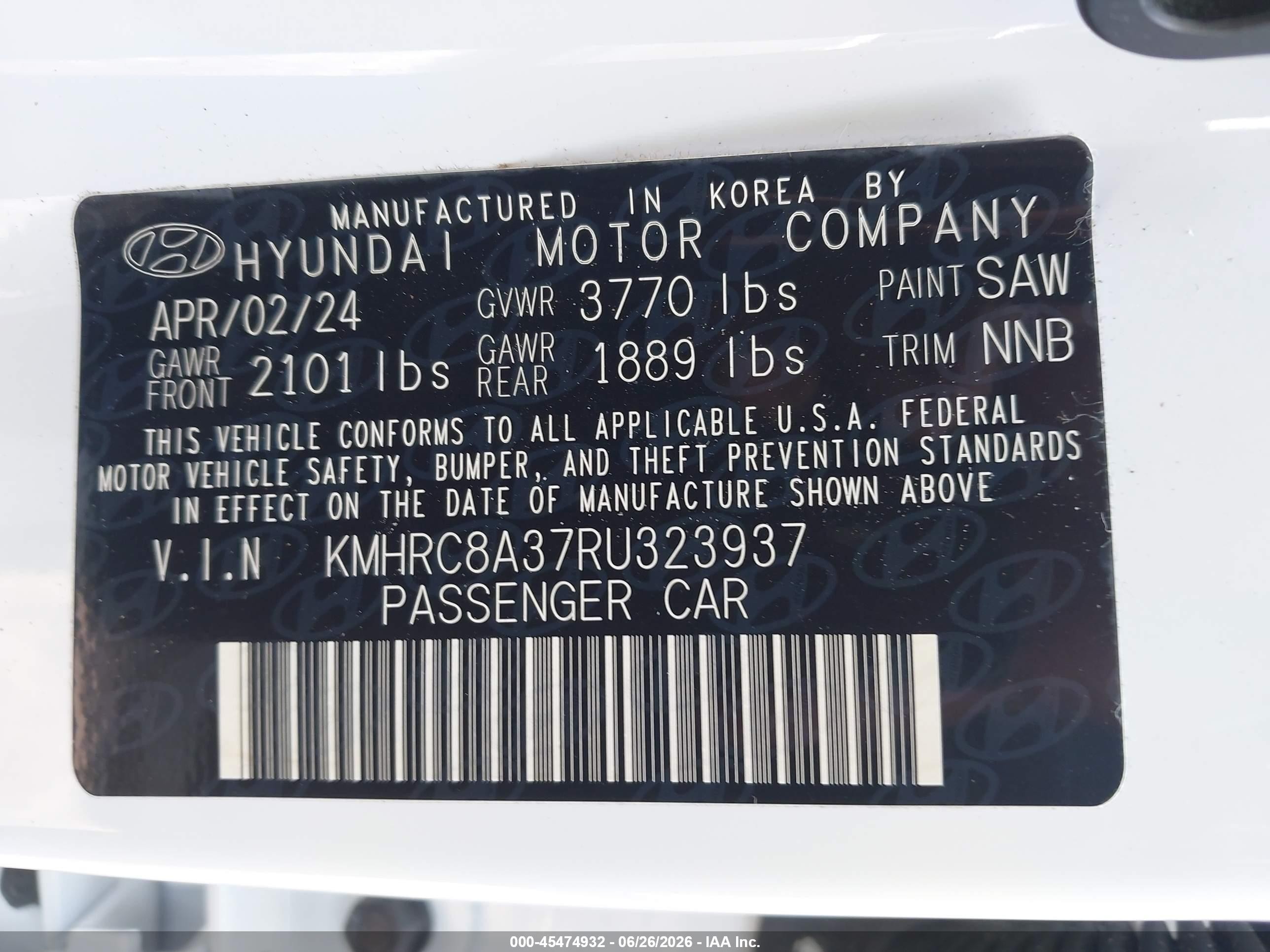 2024 Hyundai Venue Sel Белый vin: KMHRC8A37RU323937