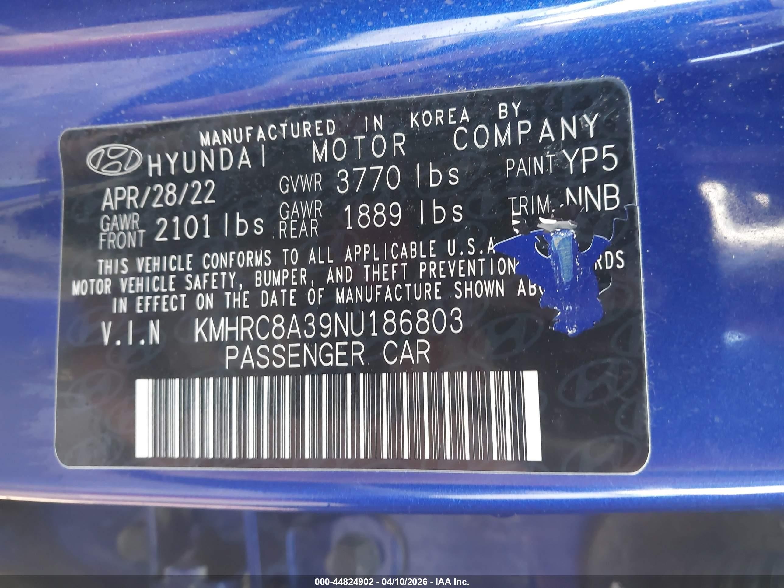 2022 Hyundai Venue Limited Синий vin: KMHRC8A39NU186803