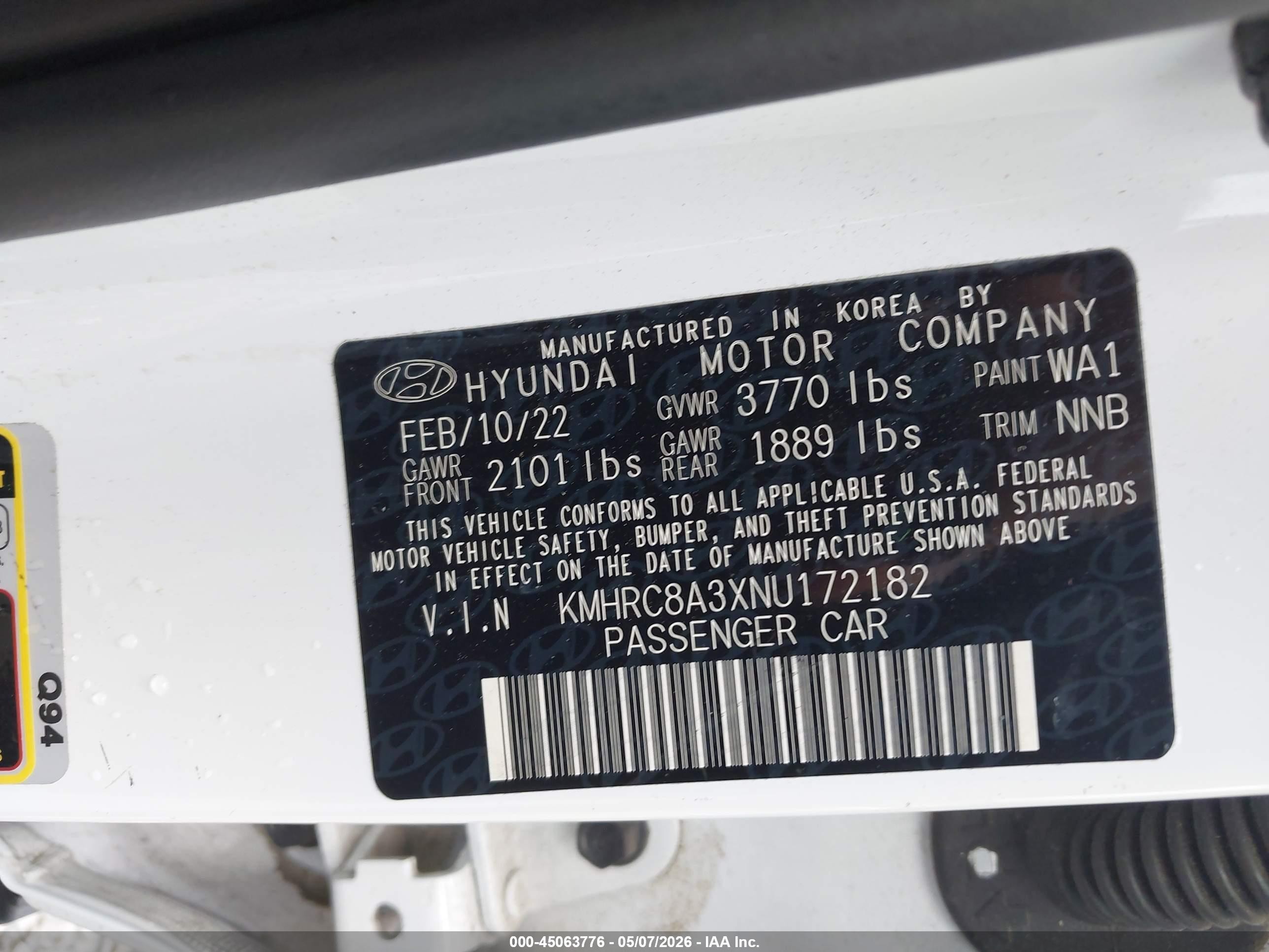 2022 Hyundai Venue Limited Белый vin: KMHRC8A3XNU172182