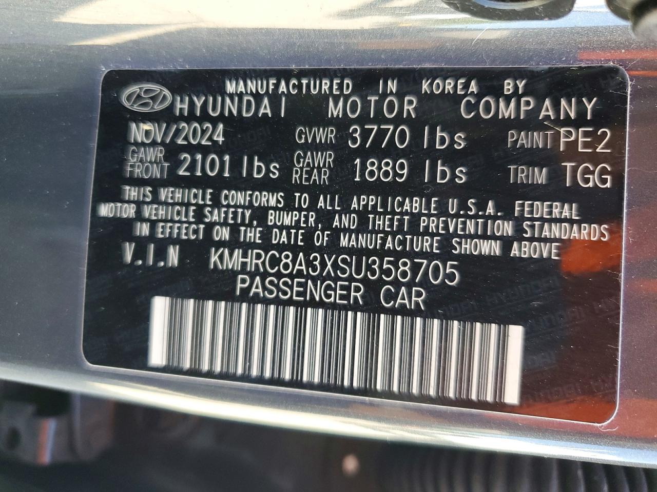 2025 Hyundai Venue Sel Gray vin: KMHRC8A3XSU358705