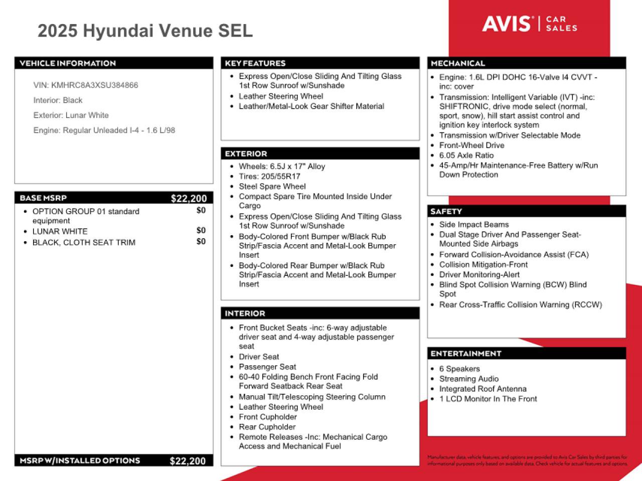 2025 Hyundai Venue Sel White vin: KMHRC8A3XSU384866
