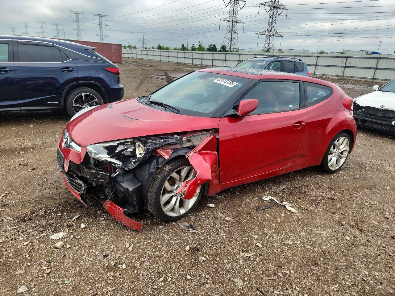 2012 Hyundai Veloster Base Red vin: KMHTC6AD0CU053119