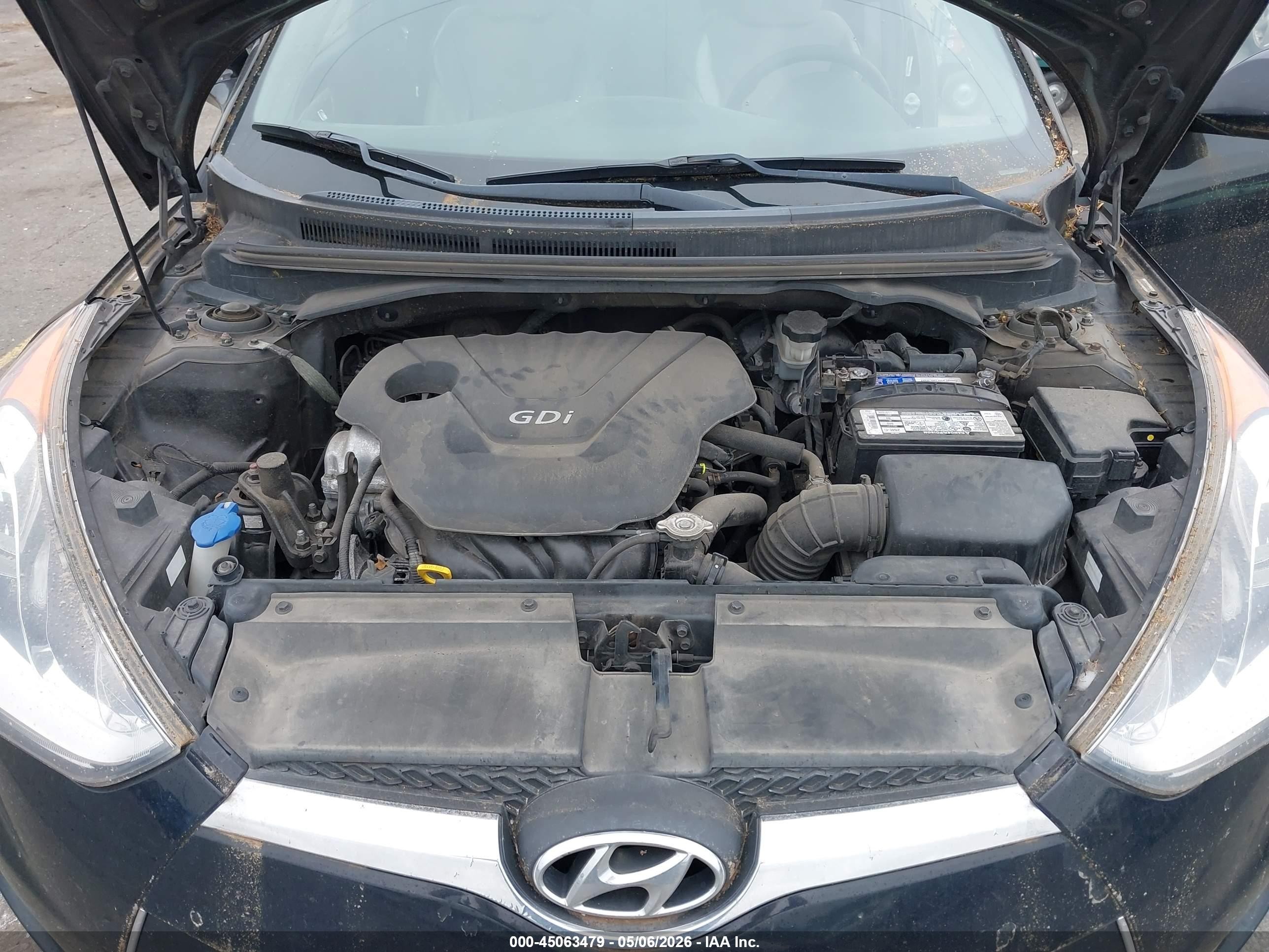2013 Hyundai Veloster Base W/gray Black vin: KMHTC6AD1DU088429