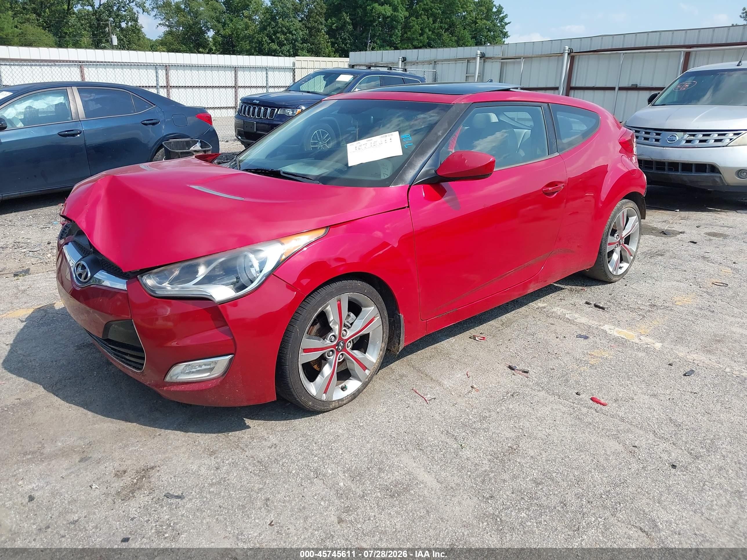 2012 Hyundai Veloster Base W/gray Red vin: KMHTC6AD2CU057527