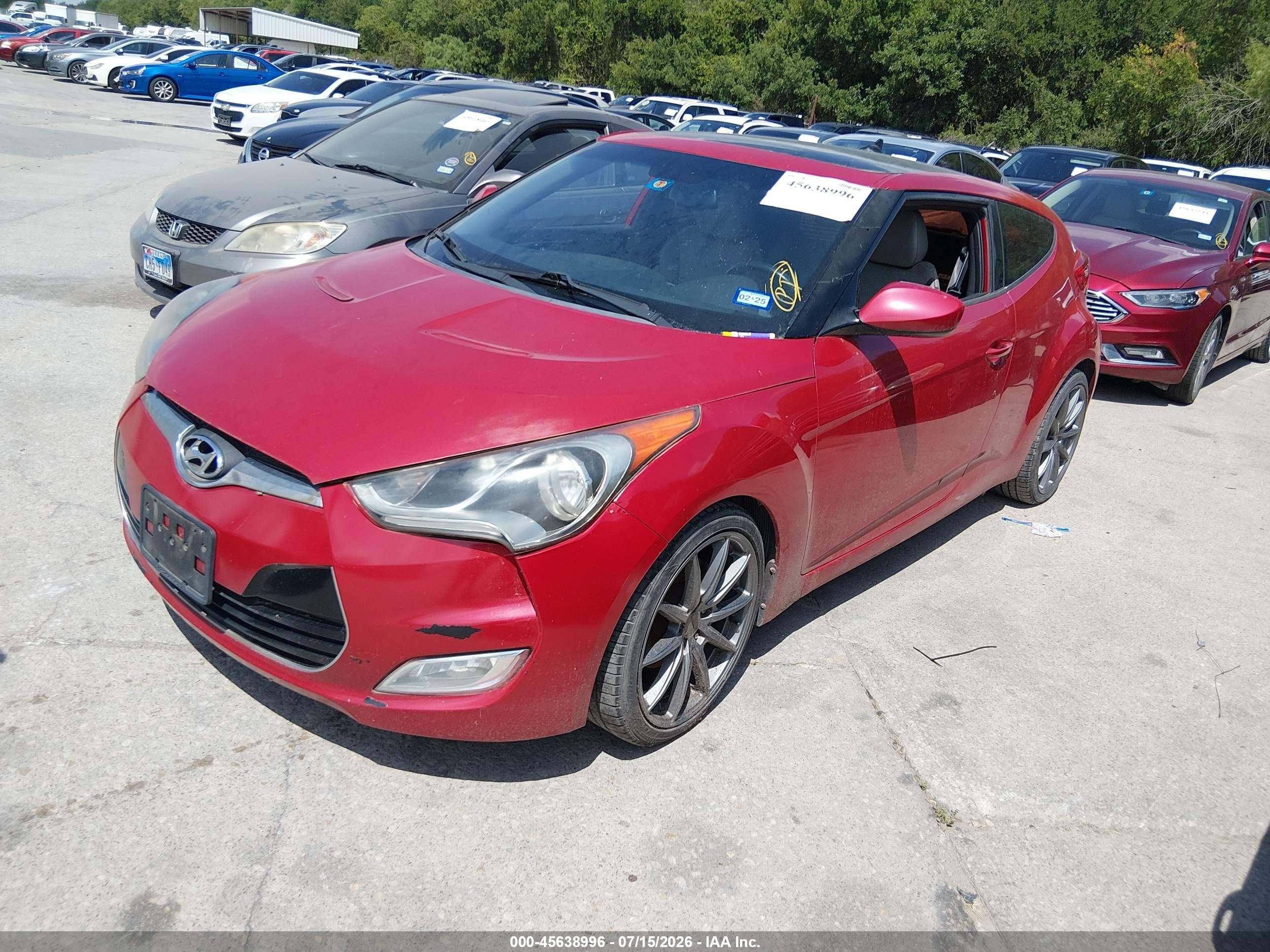 2012 Hyundai Veloster Base W/gray Red vin: KMHTC6AD2CU074425