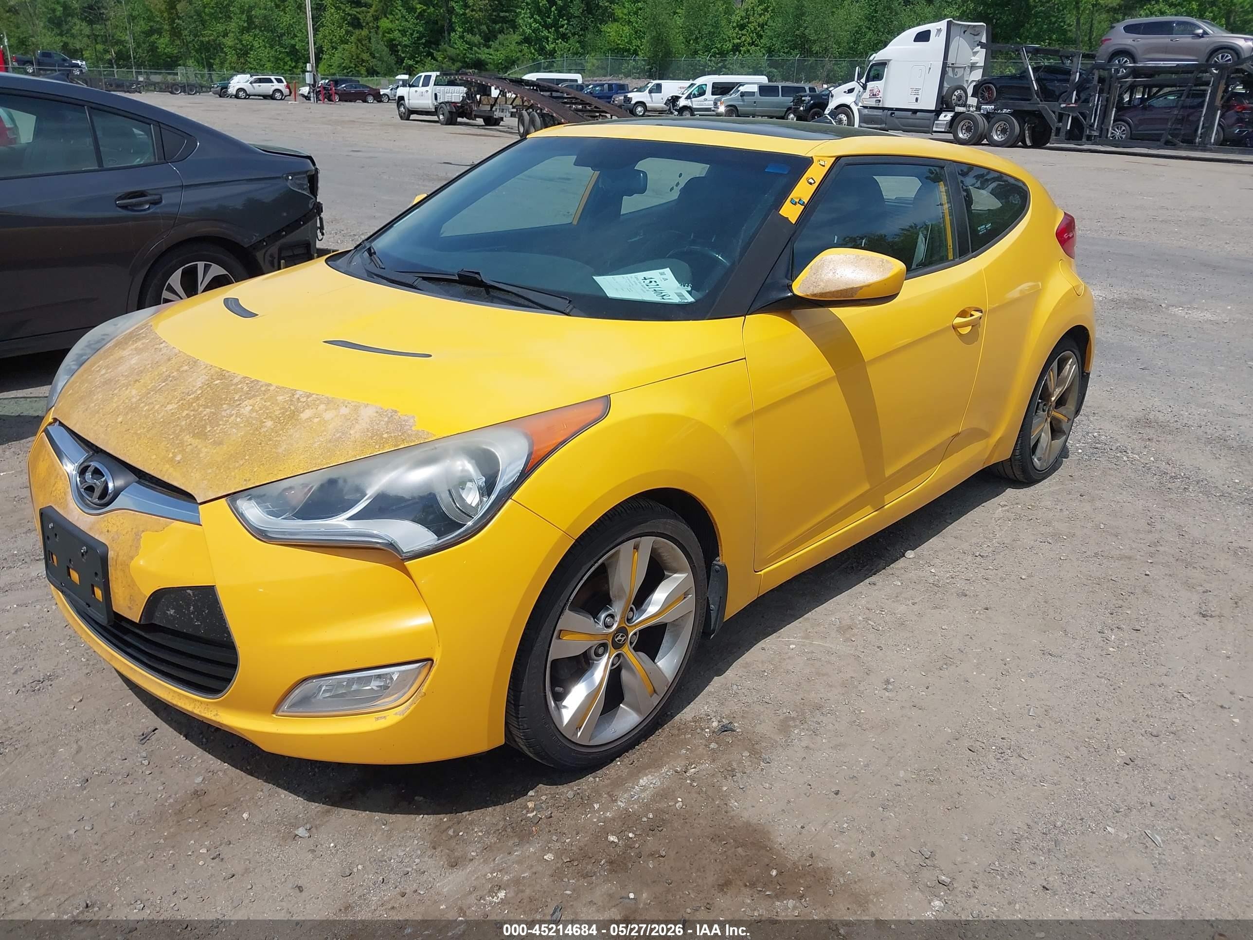2014 Hyundai Veloster Base W/black Yellow vin: KMHTC6AD2EU196902