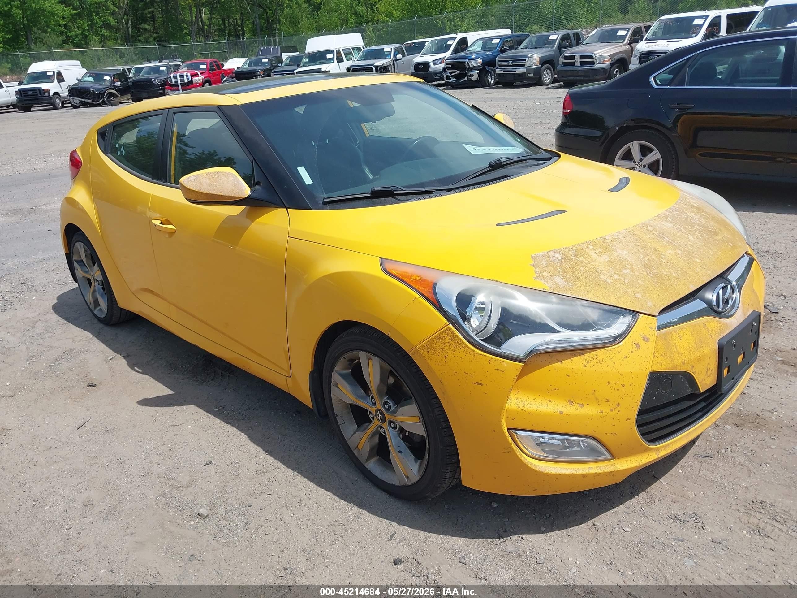 2014 Hyundai Veloster Base W/black Yellow vin: KMHTC6AD2EU196902