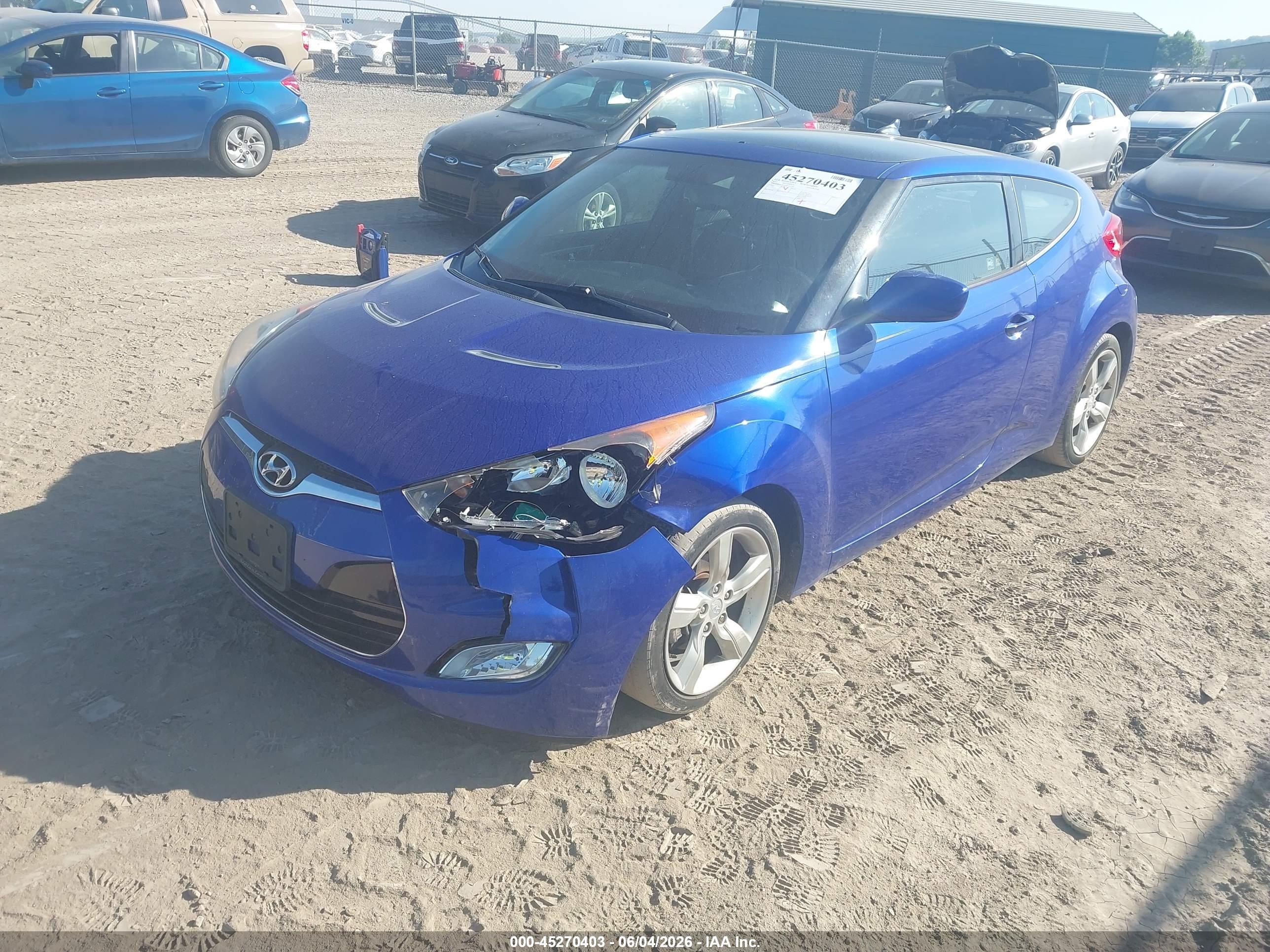2014 Hyundai Veloster Base W/black Blue vin: KMHTC6AD2EU217196