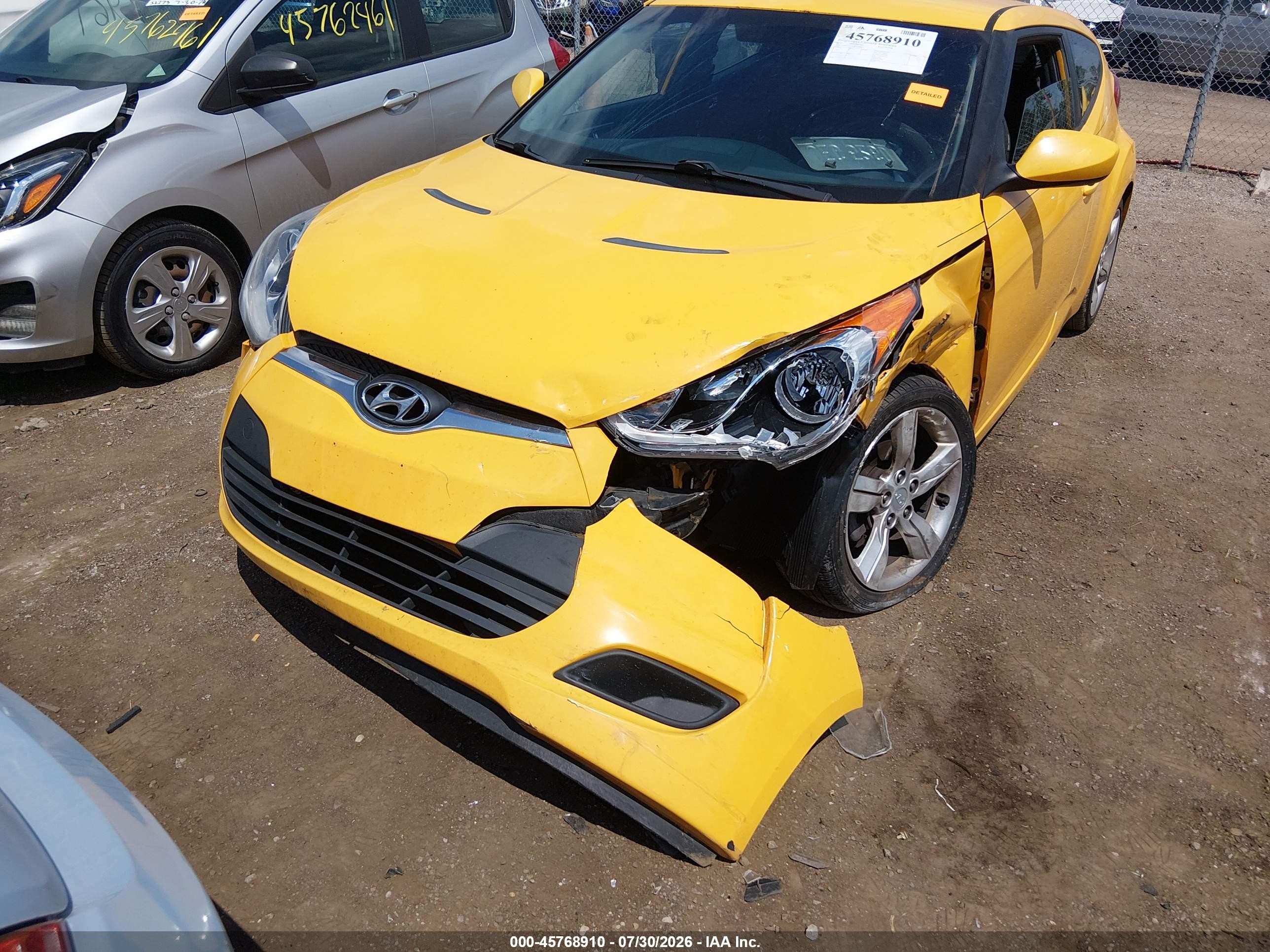 2015 Hyundai Veloster   Yellow vin: KMHTC6AD2FU235814