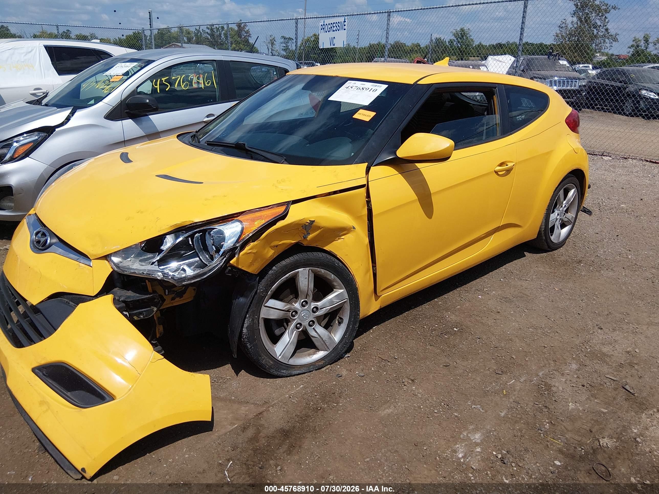 2015 Hyundai Veloster   Yellow vin: KMHTC6AD2FU235814